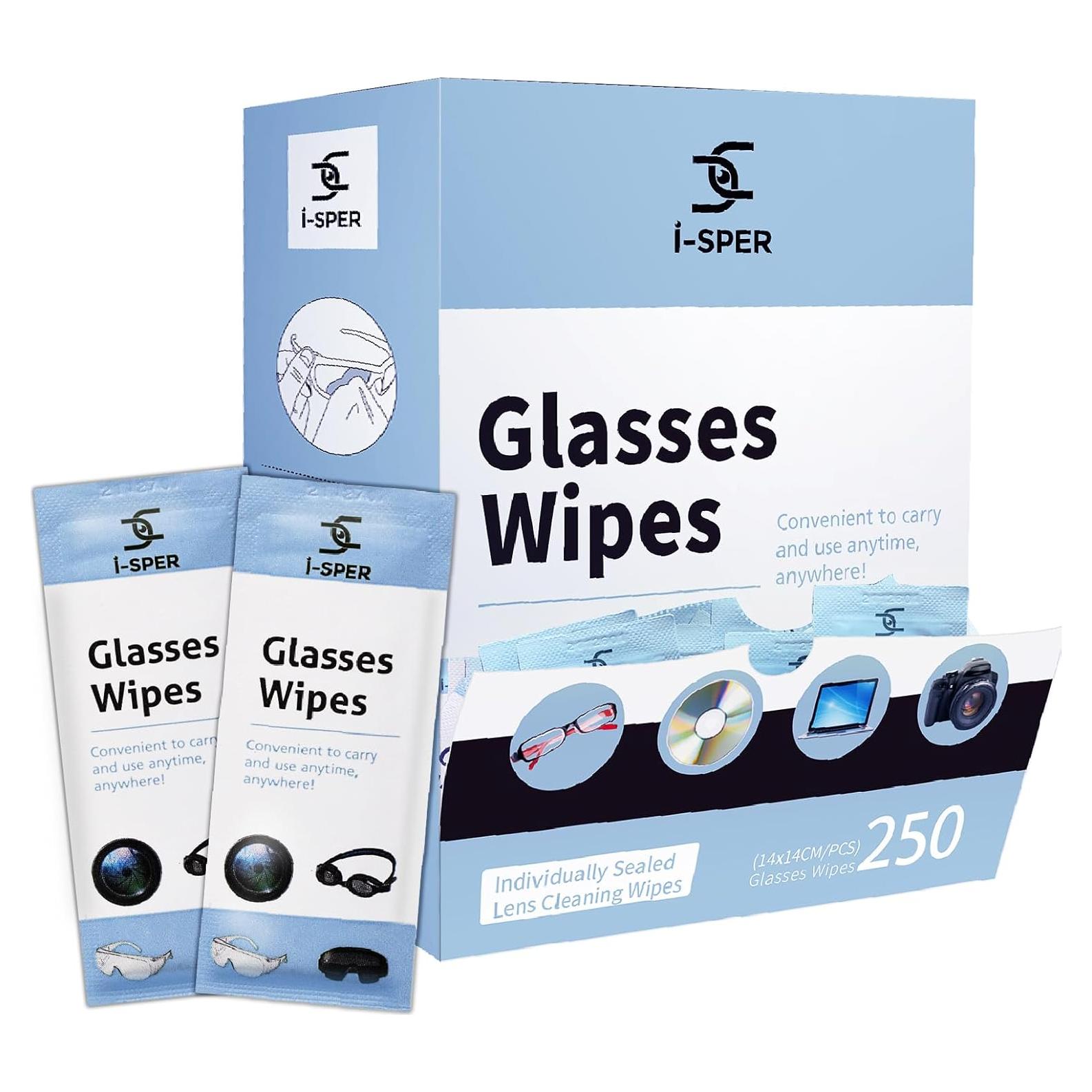 Toallitas de Limpieza I-sper 250PCS para Gafas y Pantallas