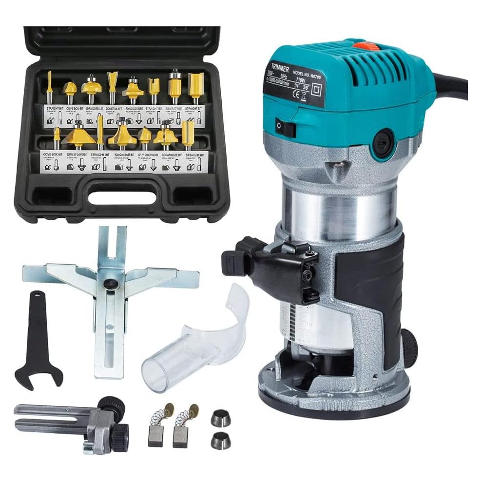 Router Compacto Anesty A508B1 710W con 15 Bits y Base Fija