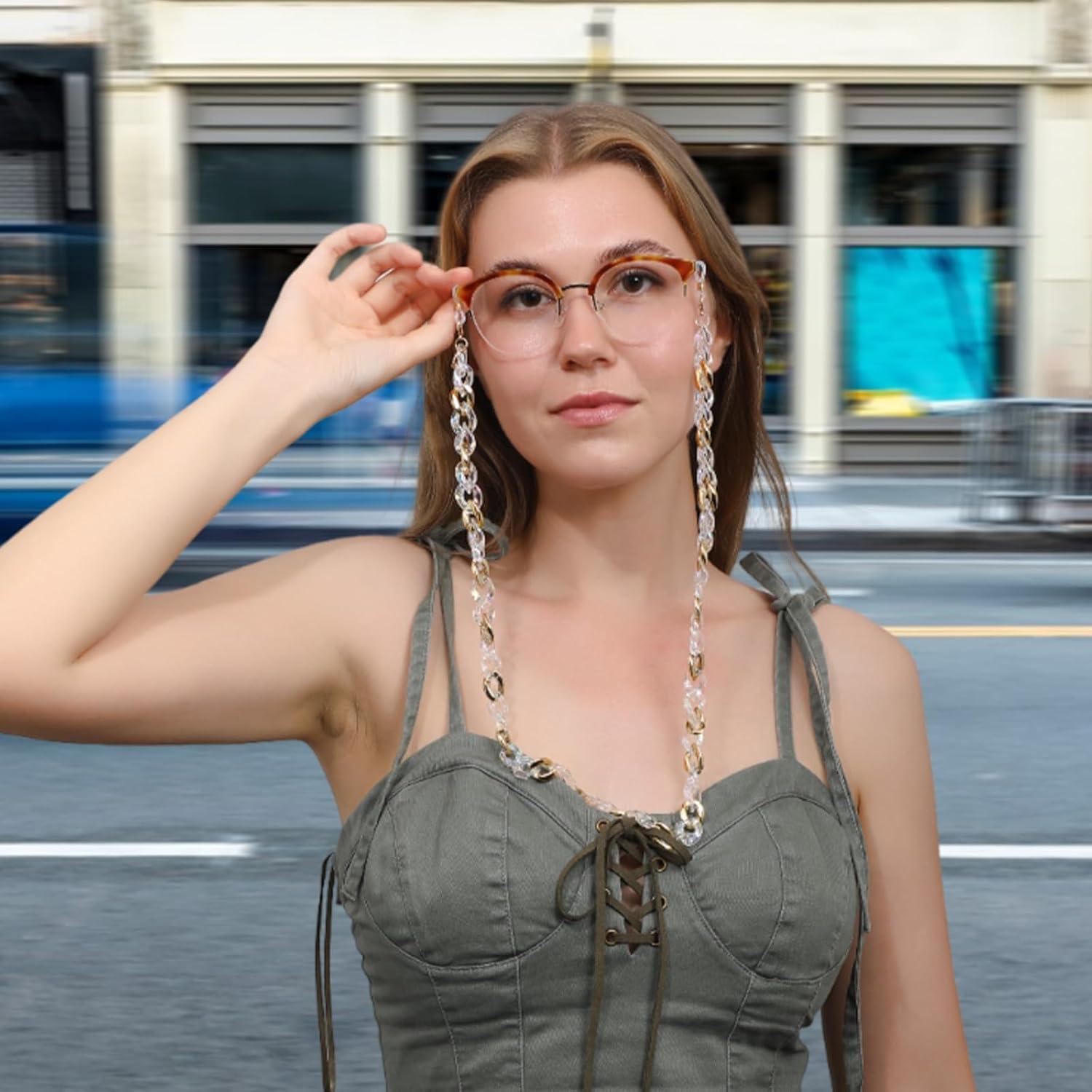 Cadena para Gafas y Máscara Unisex GC10002-C1 Blanco-Dorado