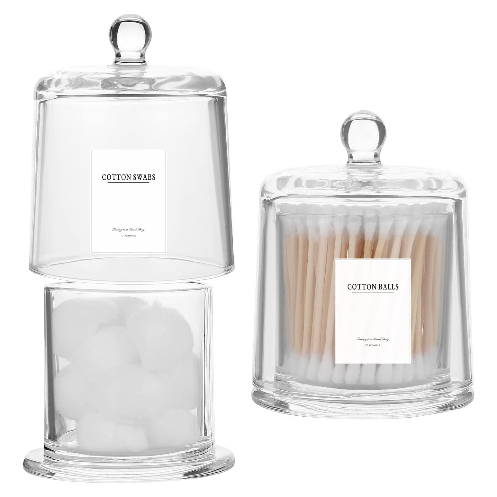 Soporte para Qtip de Vidrio Rejomiik - 2 Pack Organizador Baño