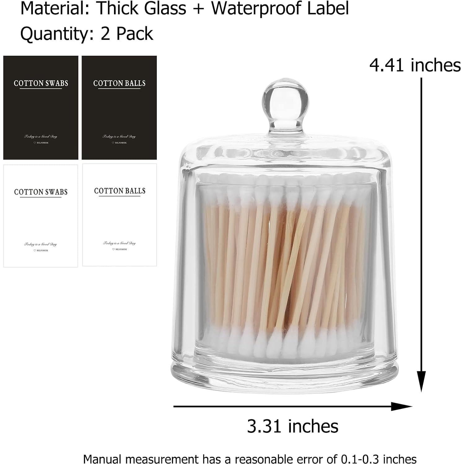 Soporte para Qtip de Vidrio Rejomiik - 2 Pack Organizador Baño