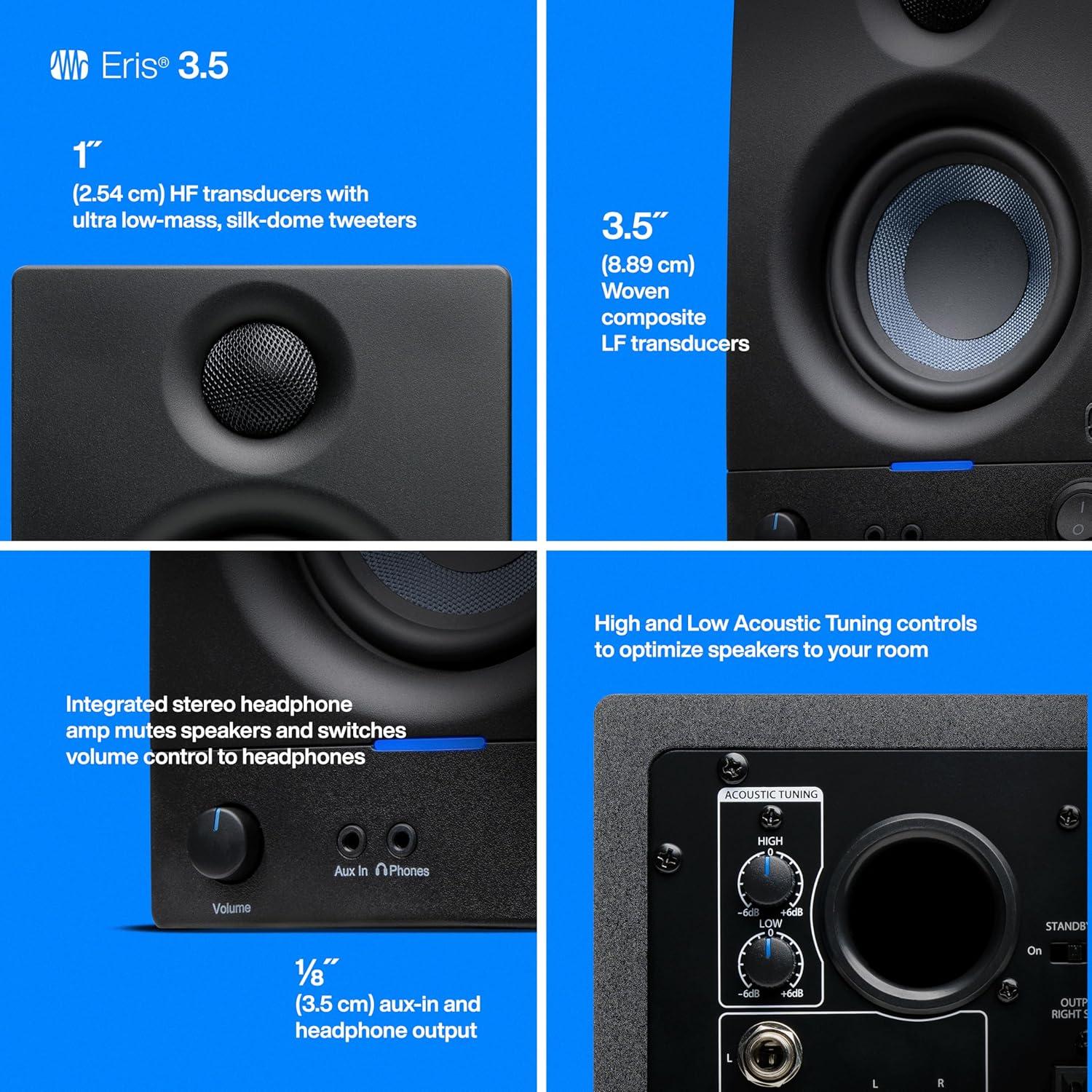 Monitores de Estudio PreSonus Eris 3.5 - 50W, 2 Unidades