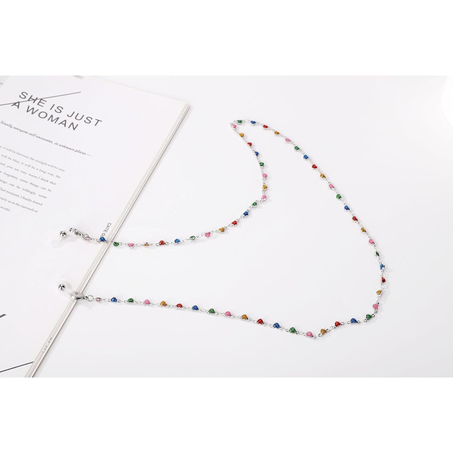 Cadena de Gafas Acero Inoxidable EY-23-12 74.93 cm Perlas