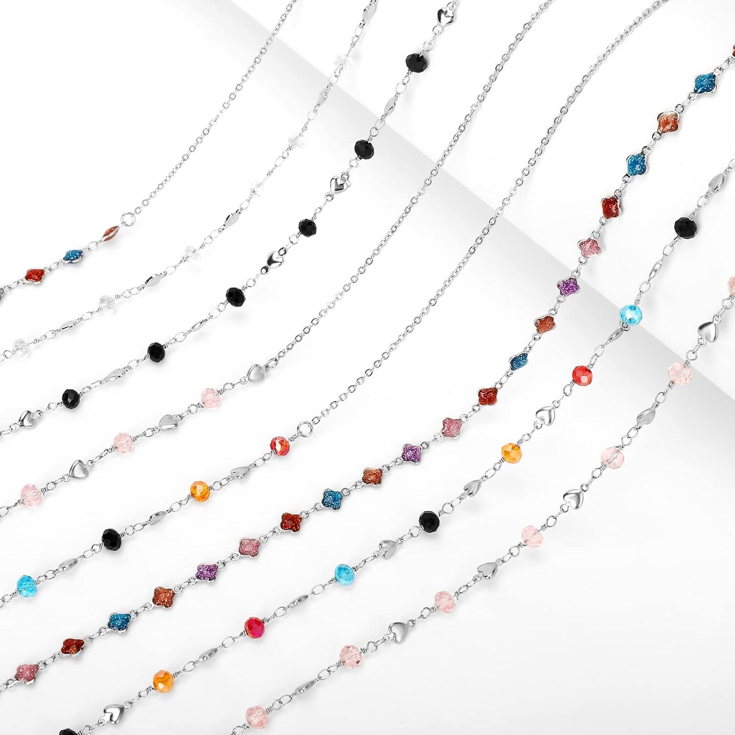 Cadena de Gafas Acero Inoxidable EY-23-12 con Perlas Cristal