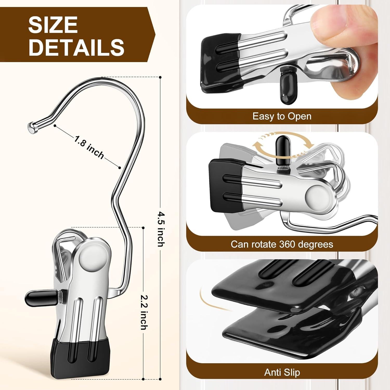 Clips para Colgar Ropa Myfolrena 18 Piezas Metal Negro