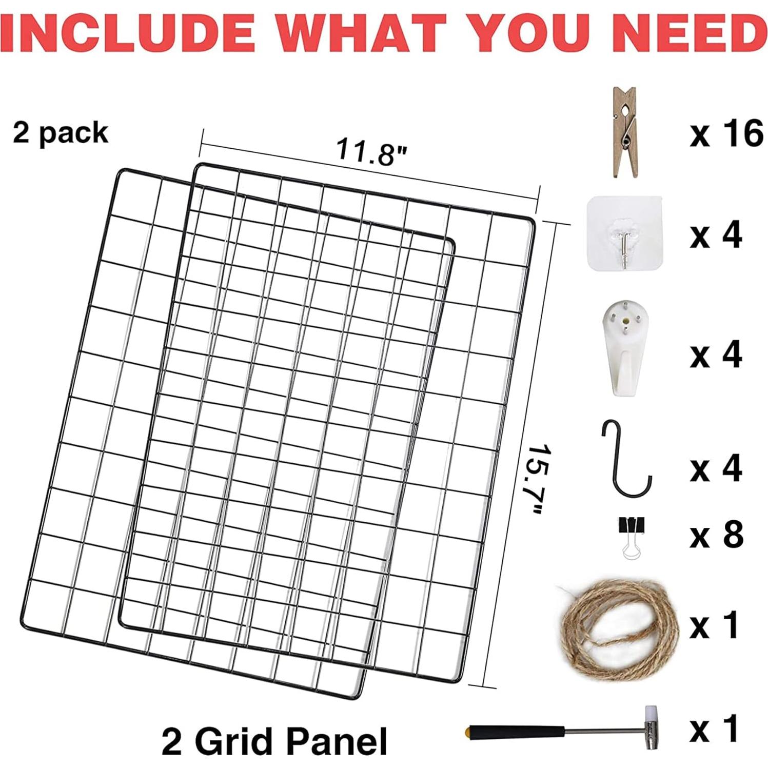 Conjunto de 2 paneles de rejilla C&AHOME 40x30cm Negro