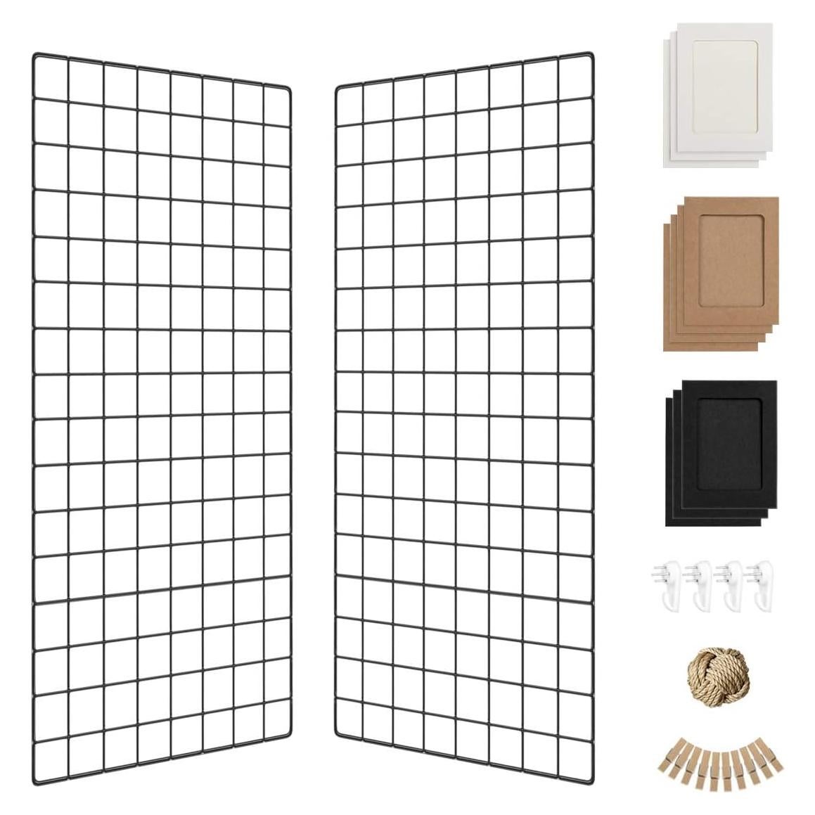 Estante de Rejilla PAMANO para Fotos de Pared 80x40 cm Negro