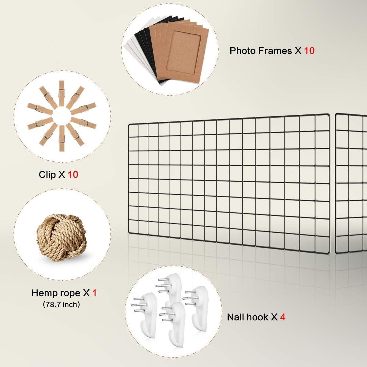 Estante de Rejilla PAMANO para Fotos de Pared 80x40 cm Negro