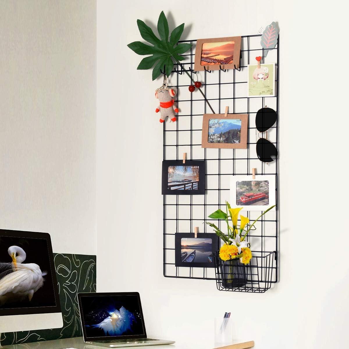 Estante de Rejilla PAMANO para Fotos de Pared 80x40 cm Negro