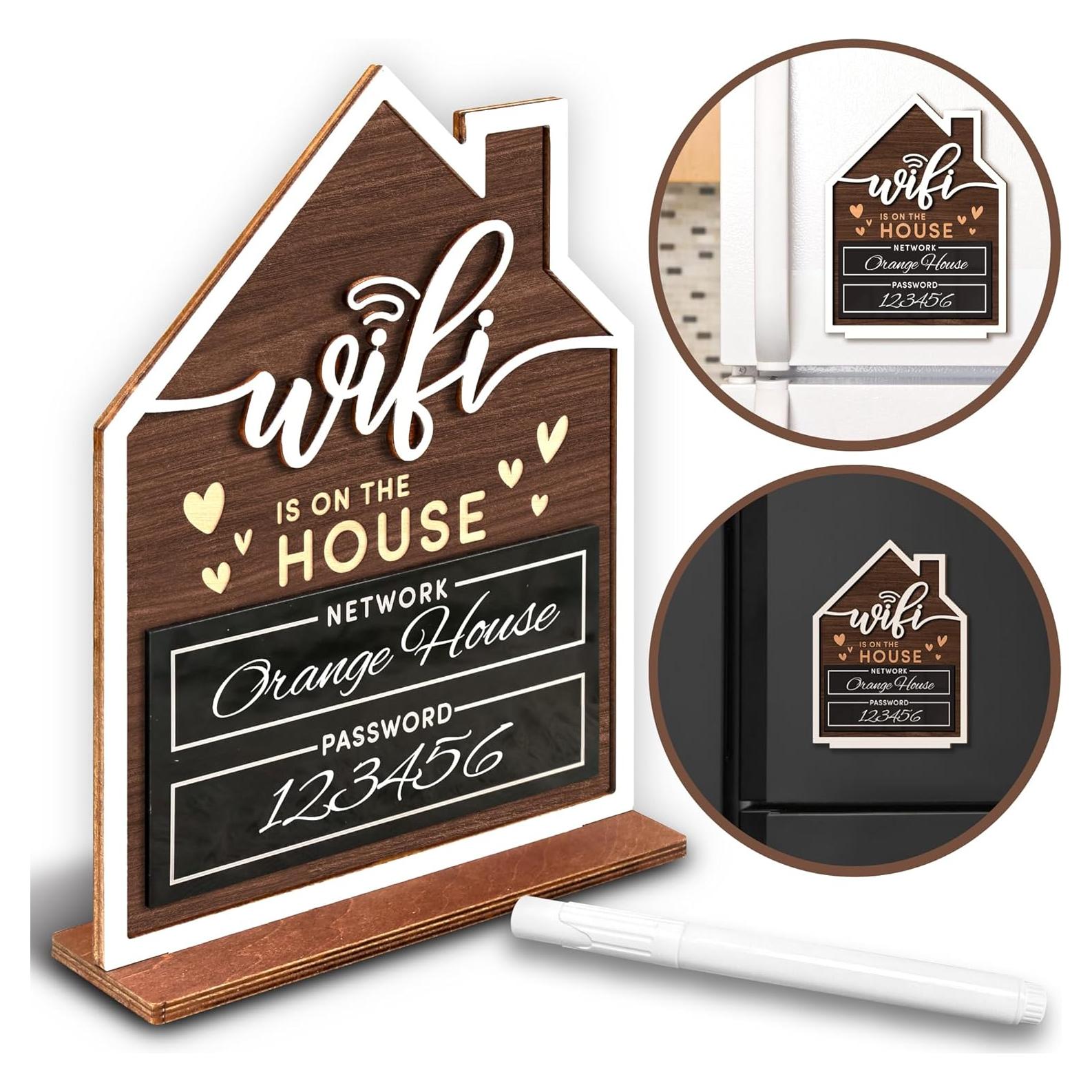 Cartel de Wifi para Invitados WOODAMORE - Madera 15x20 cm