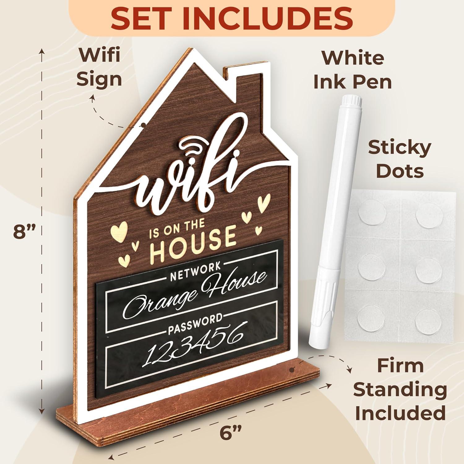 Cartel de Wifi para Invitados WOODAMORE - Madera 15x20 cm