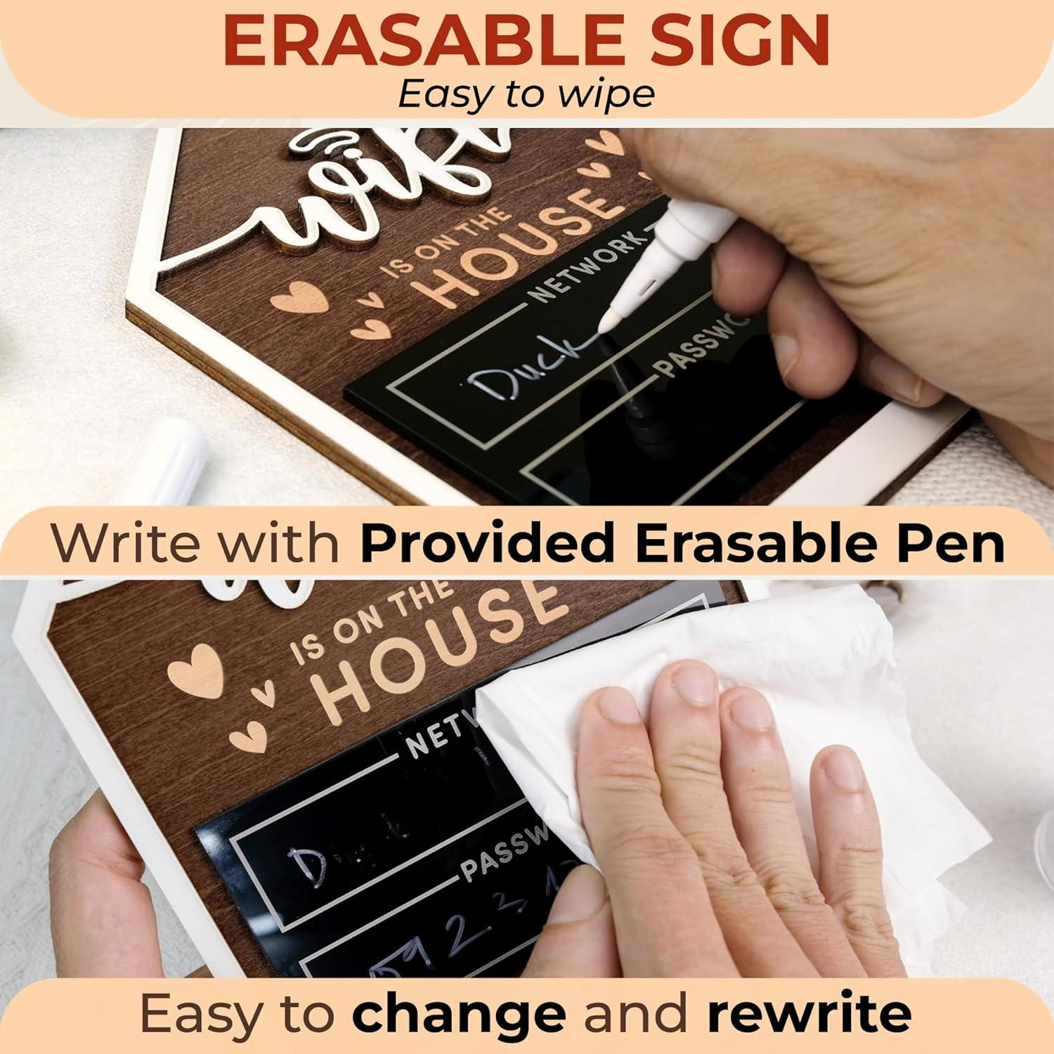 Cartel de Wifi para Invitados WOODAMORE - Madera 15x20 cm