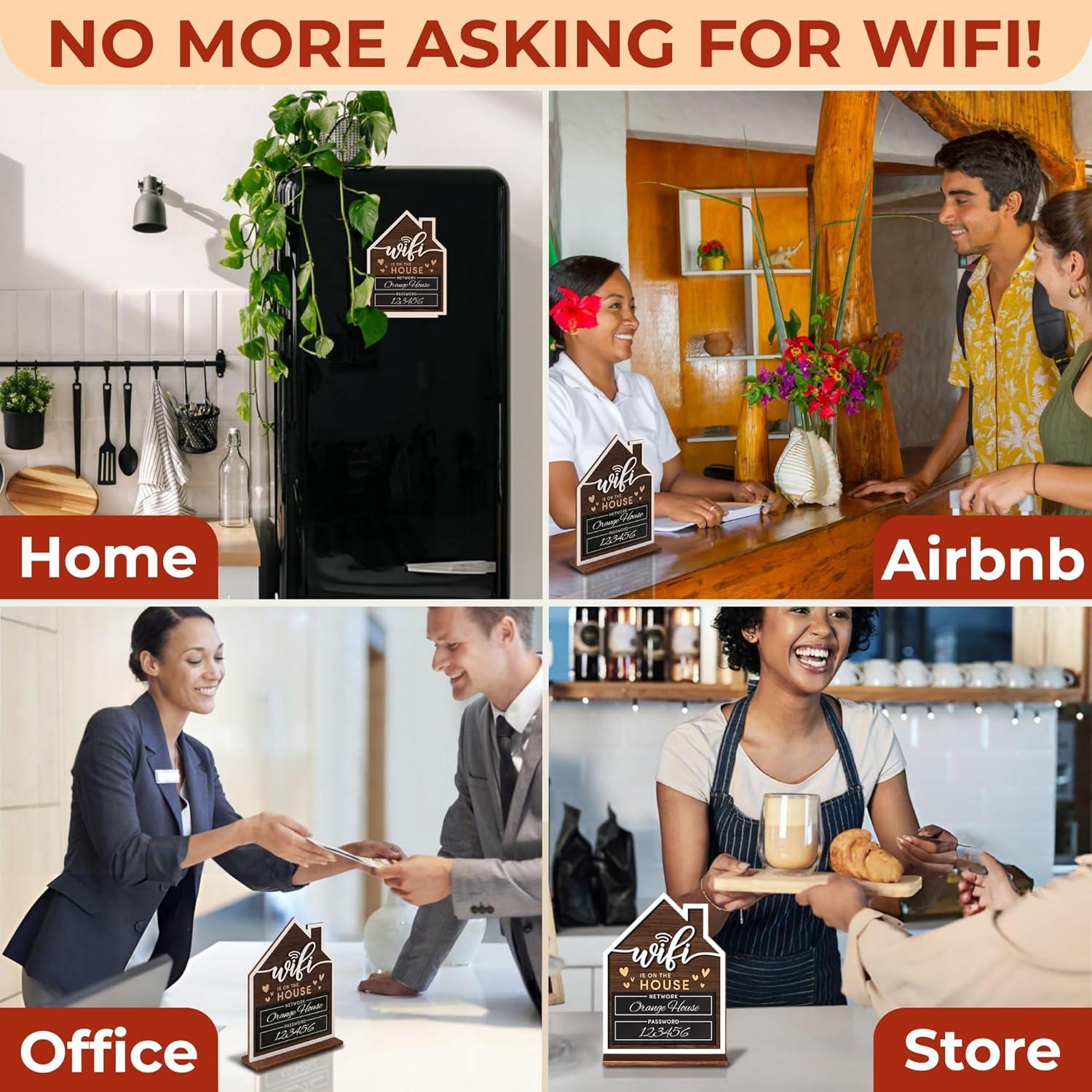 Cartel de Wifi para Invitados WOODAMORE - Madera 15x20 cm