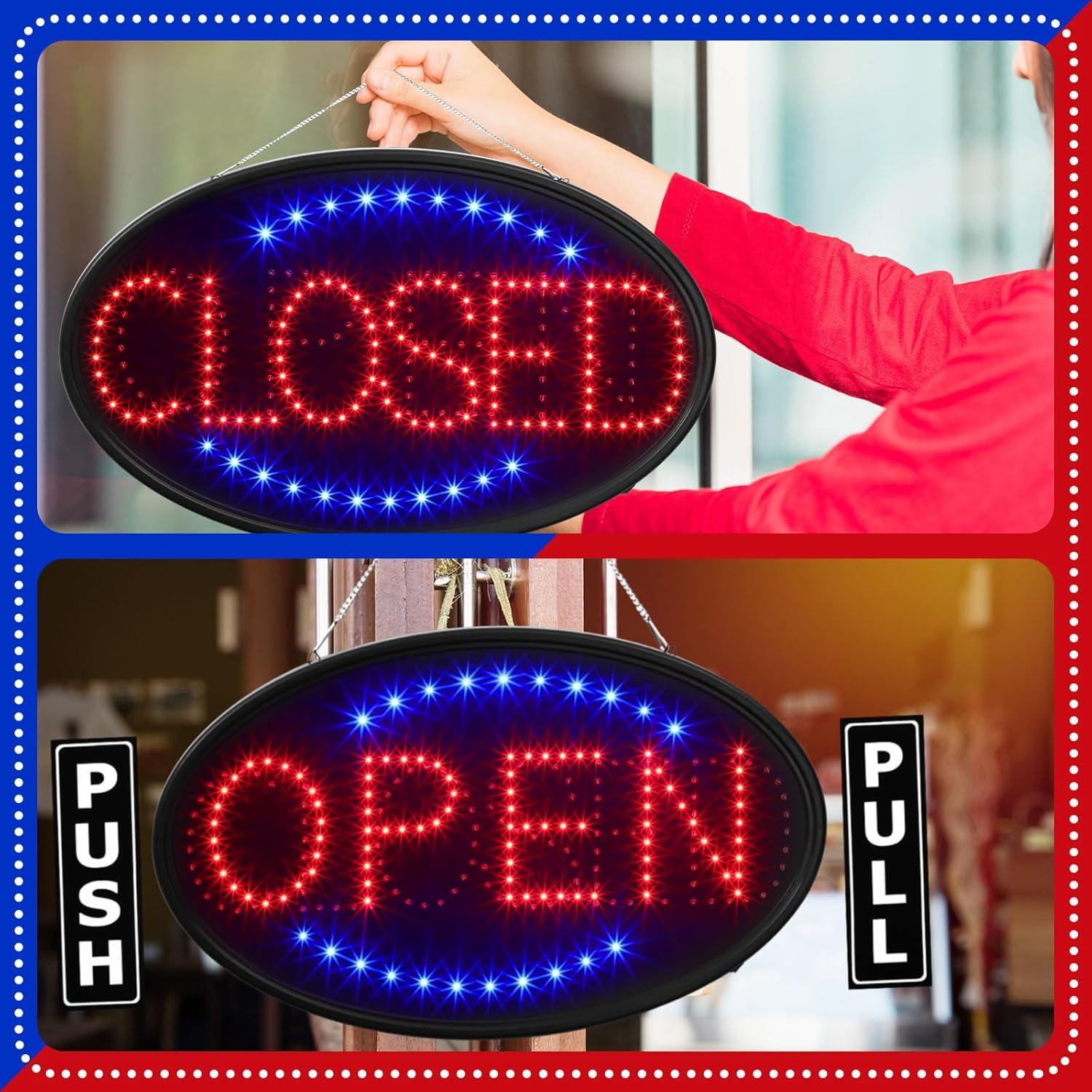 Señal LED Abierto Cerrado Kanayu 58.4x35.6cm + Pegatinas