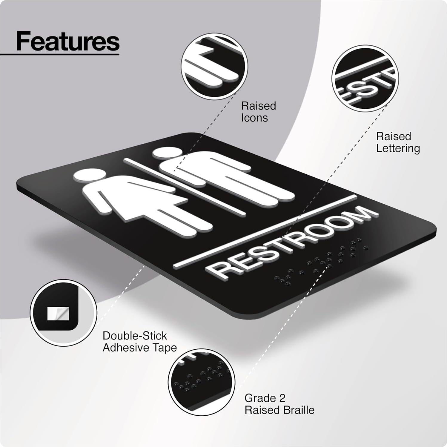 Señal de Baño Unisex Dallahasee con Braille 23x15 cm