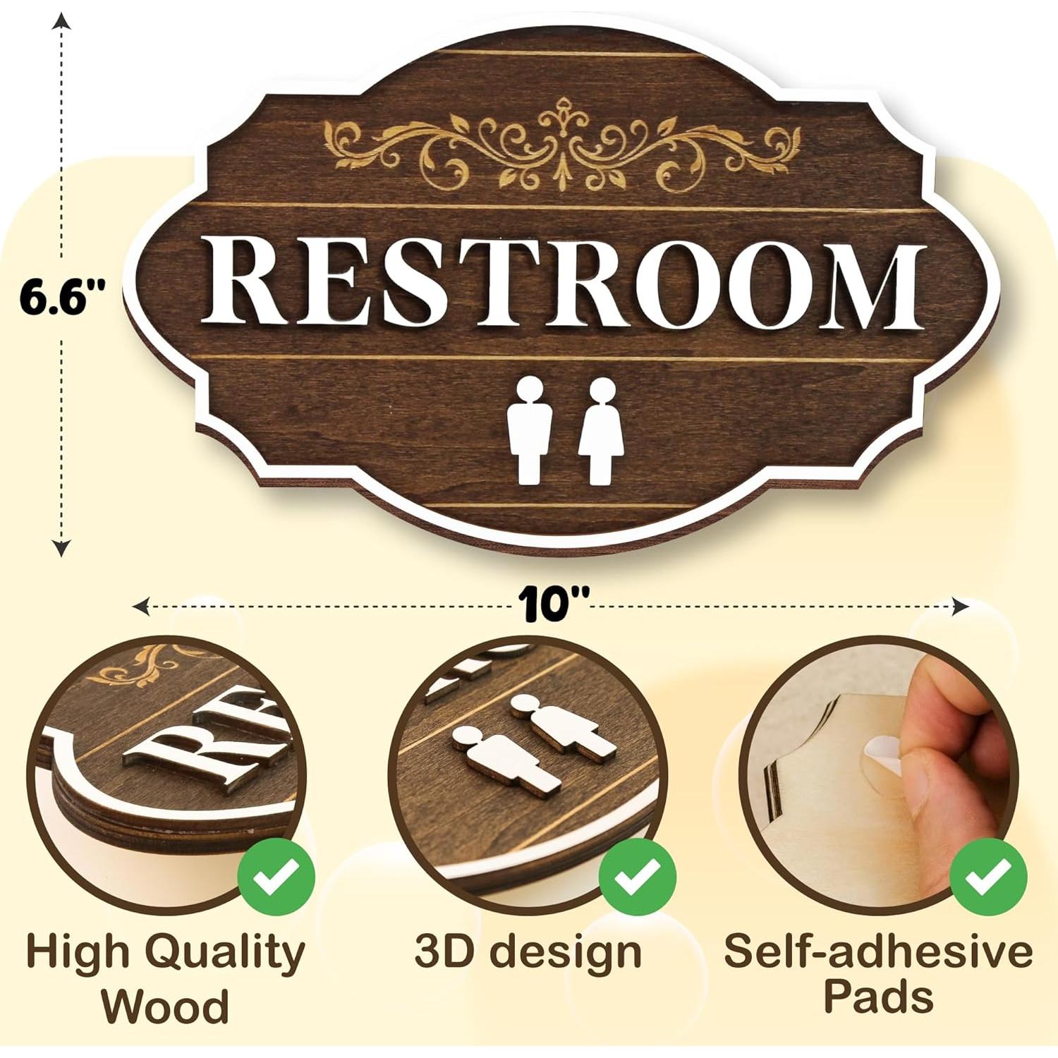 Señal de Baño Unisex WOODAMORE de Madera 16.8x25.4 cm