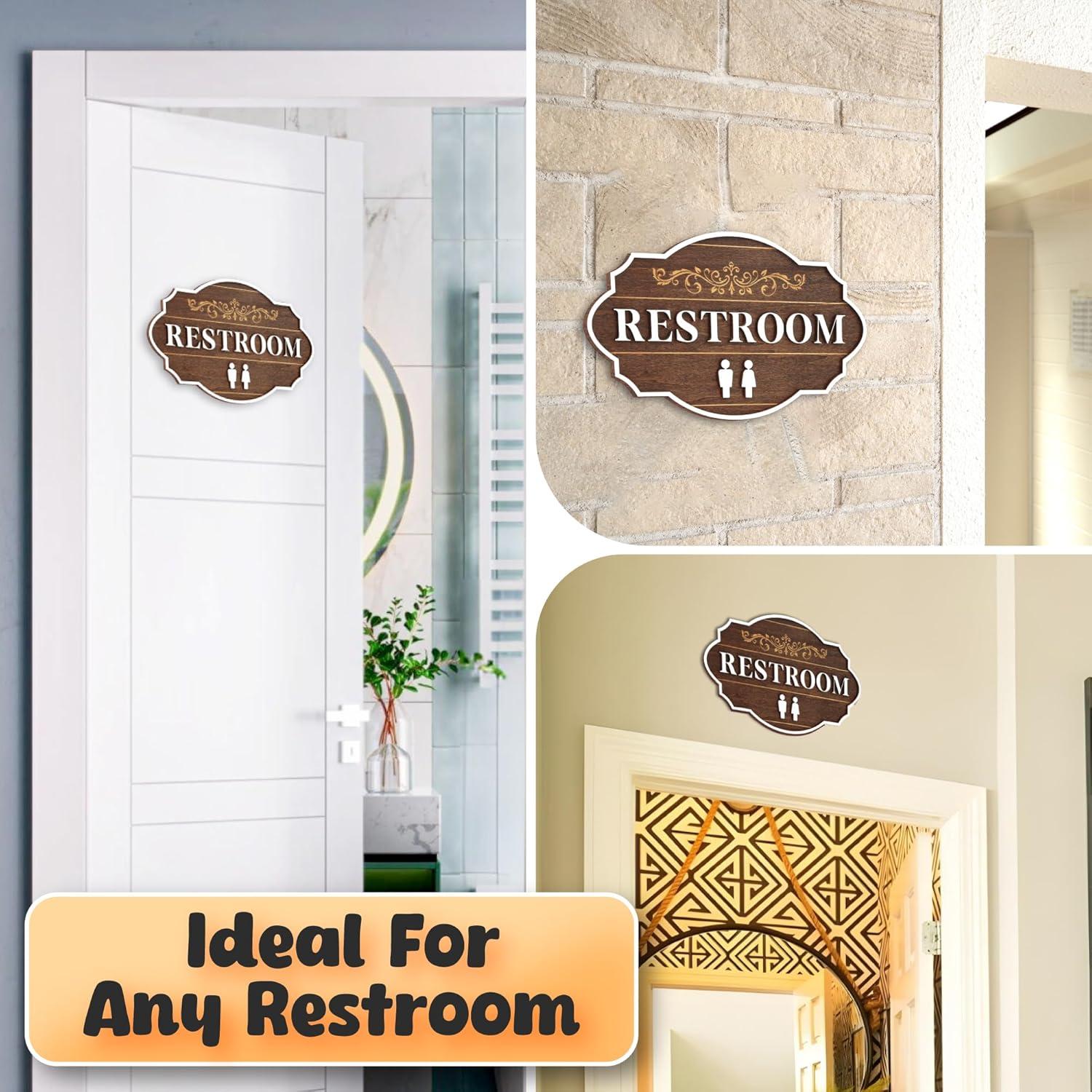 Señal de Baño Unisex WOODAMORE de Madera 16.8x25.4 cm