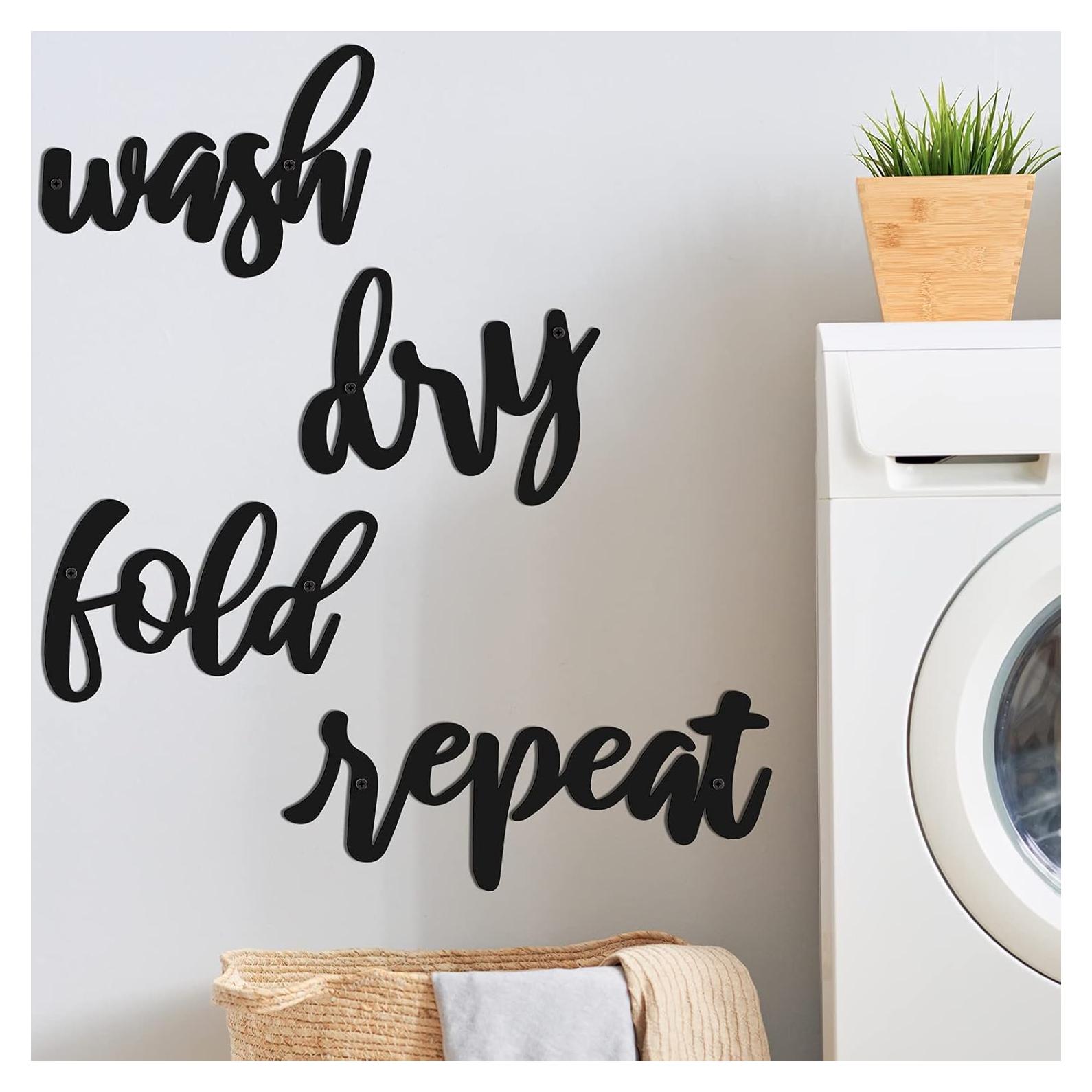 4 Letreros de Pared Vintage Hotop para Lavandería Wash Dry Fold Repeat