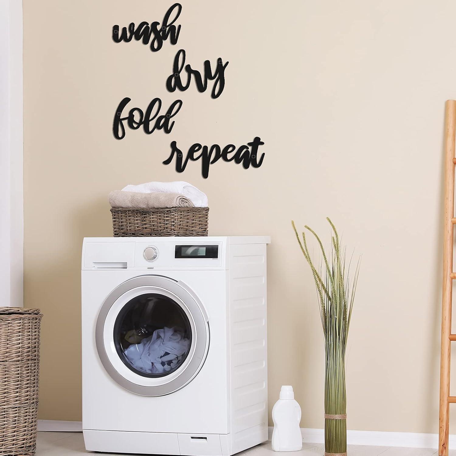 4 Letreros de Pared Vintage Hotop para Lavandería Wash Dry Fold Repeat