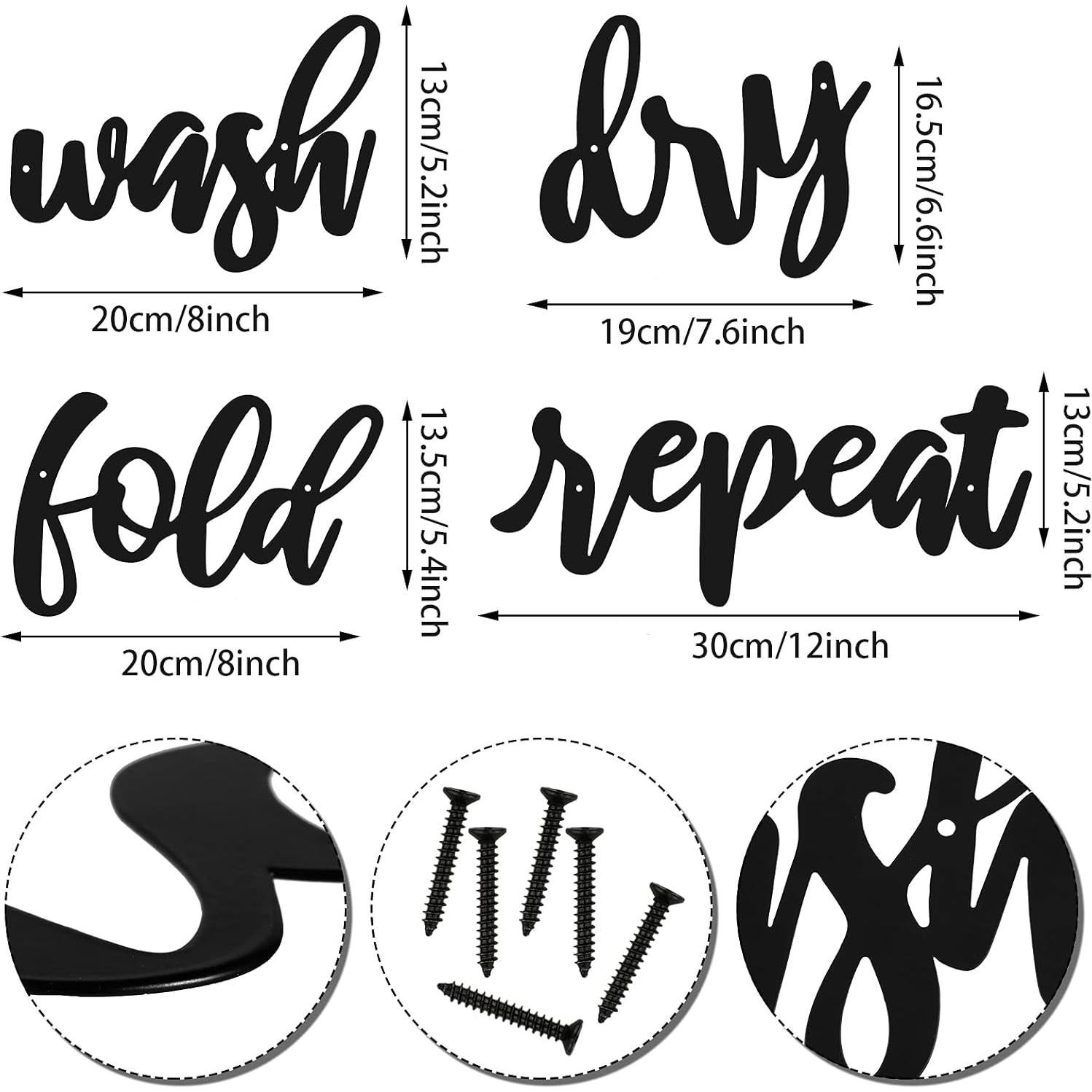 4 Letreros de Pared Vintage Hotop para Lavandería Wash Dry Fold Repeat