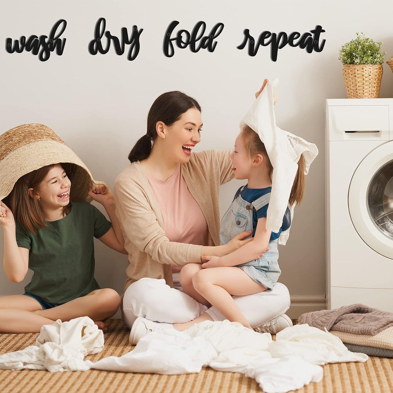 4 Letreros de Pared Vintage Hotop para Lavandería Wash Dry Fold Repeat
