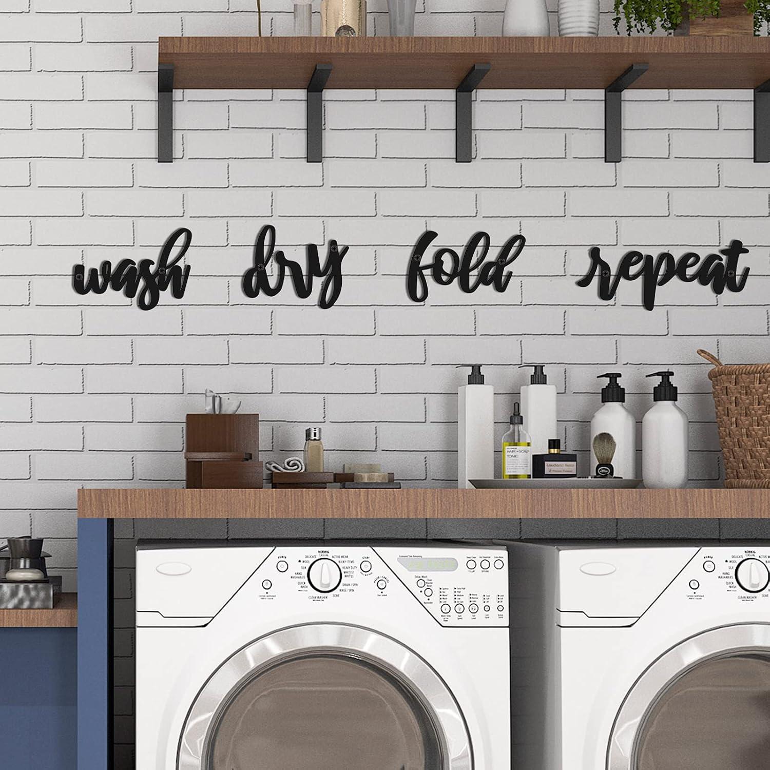 4 Letreros de Pared Vintage Hotop para Lavandería Wash Dry Fold Repeat