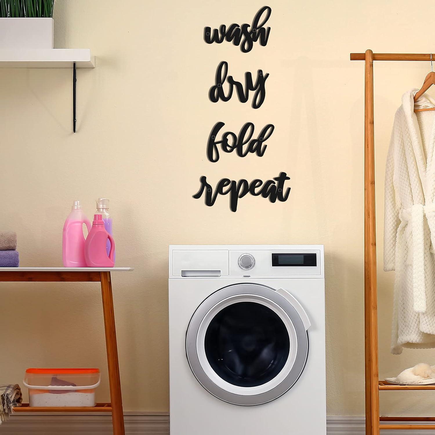 4 Letreros de Pared Vintage Hotop para Lavandería Wash Dry Fold Repeat