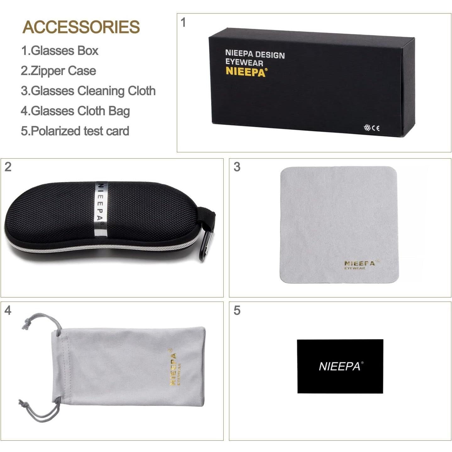 Gafas de sol polarizadas NIEEPA NP1007 para hombres - Marco cuadrado