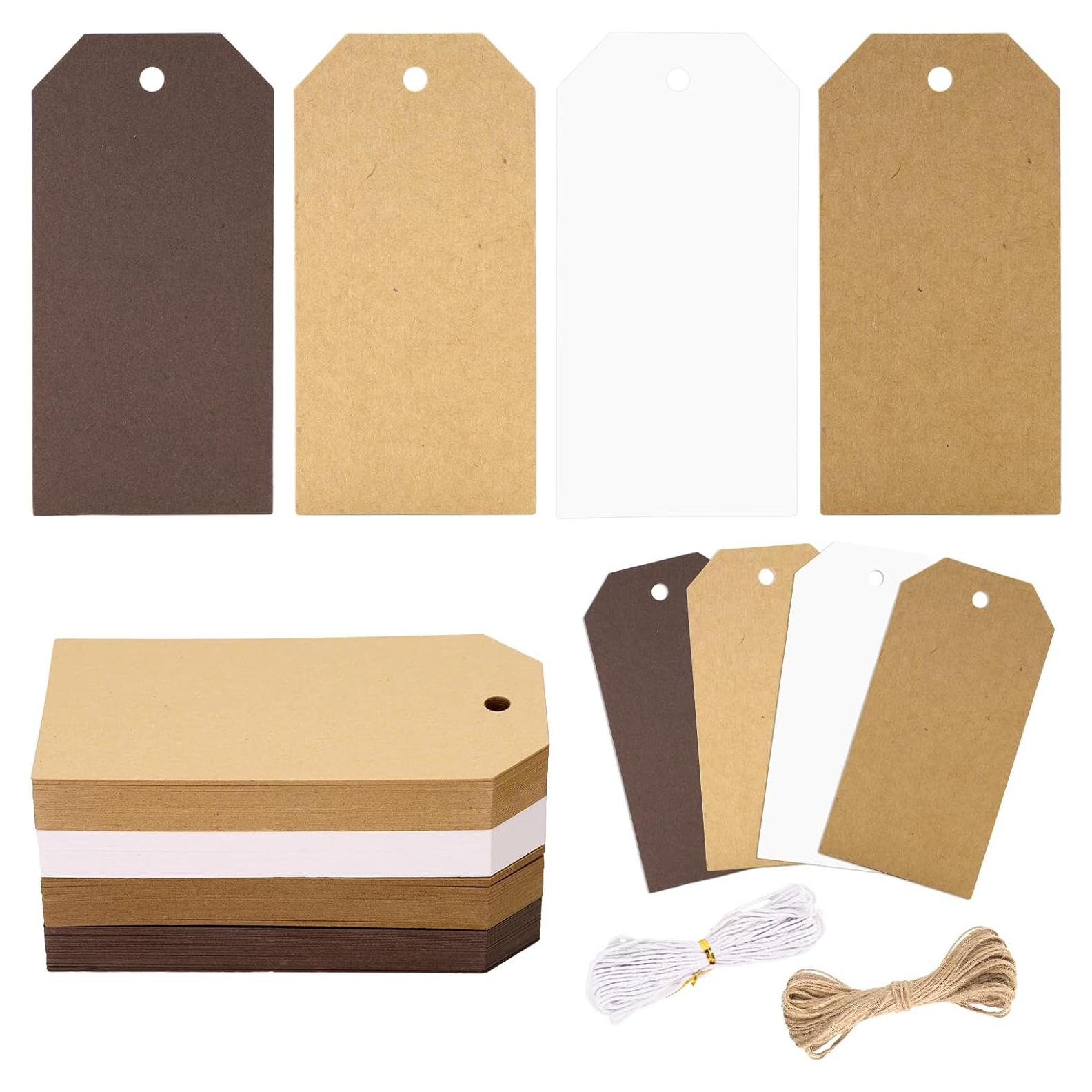 Etiquetas de Regalo G2PLUS 120PCS Papel Kraft 5x10cm