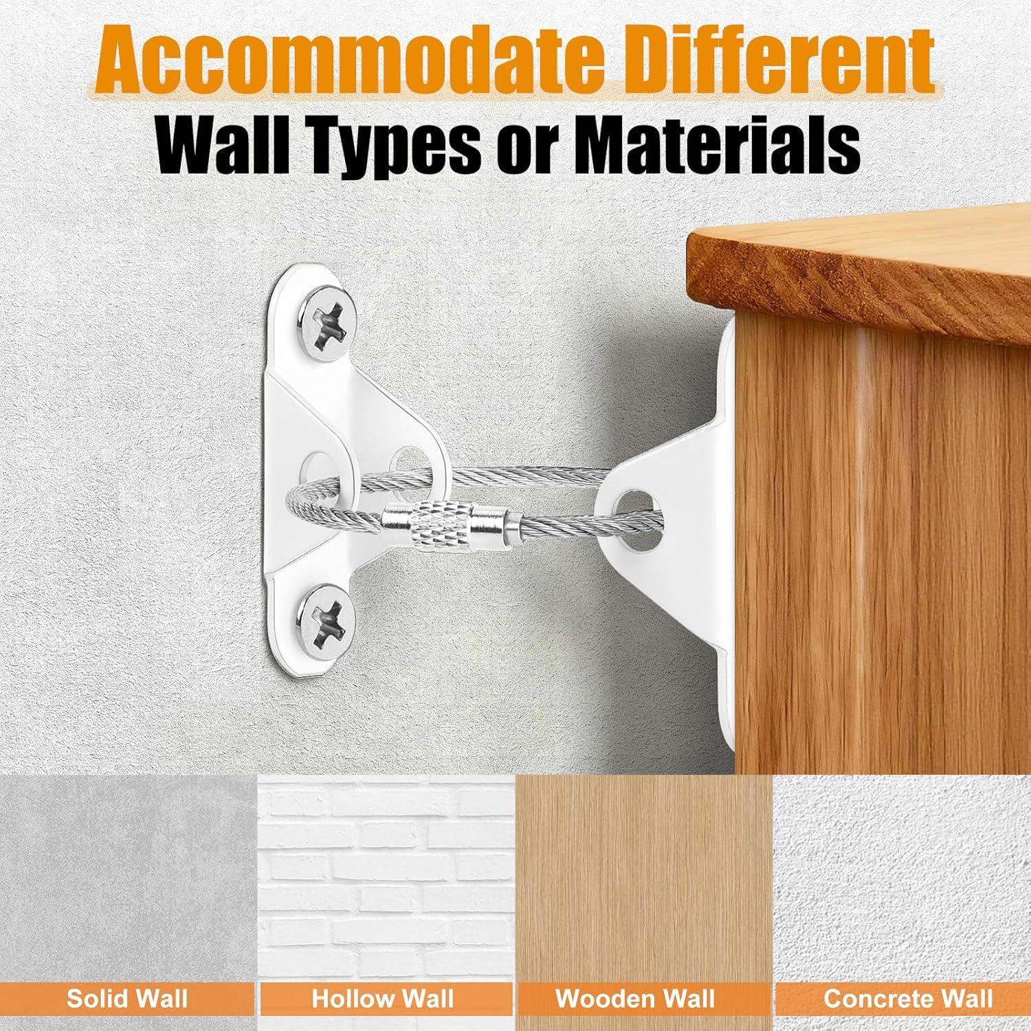 Anclajes de Muebles de Seguridad Infantil - 6 Piezas Acero Inoxidable