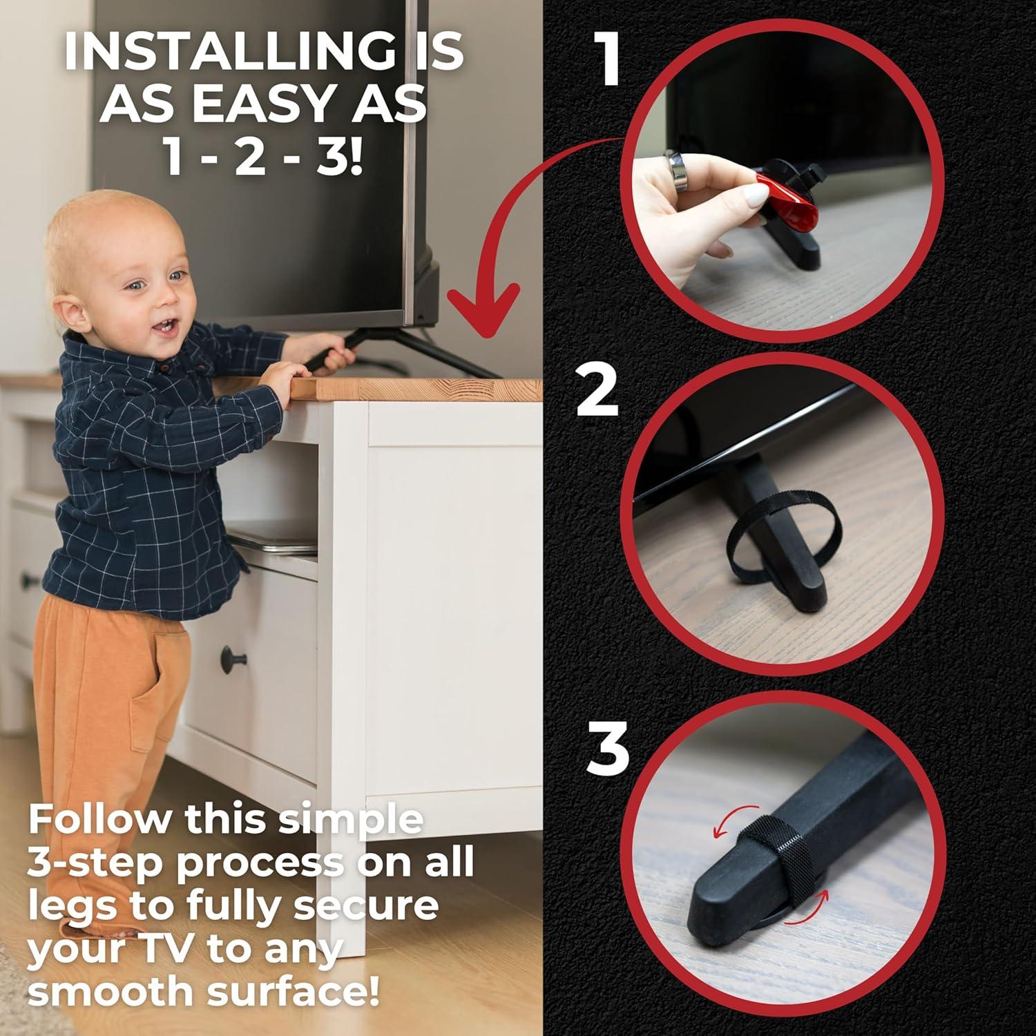 Anclaje de TV TipNot Sin Taladro 4-Pack - Protección Niños