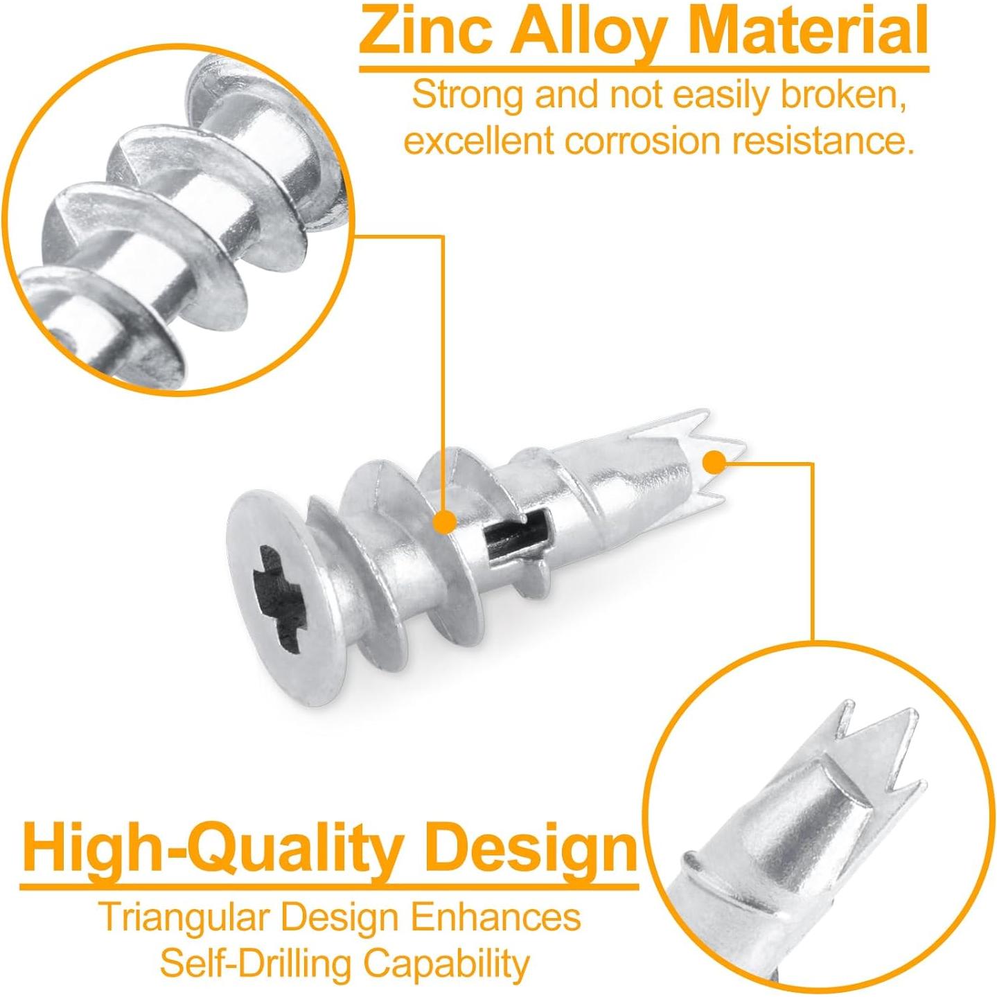 Anclajes de Pared KURUI de Zinc Autoperforantes 116 Piezas