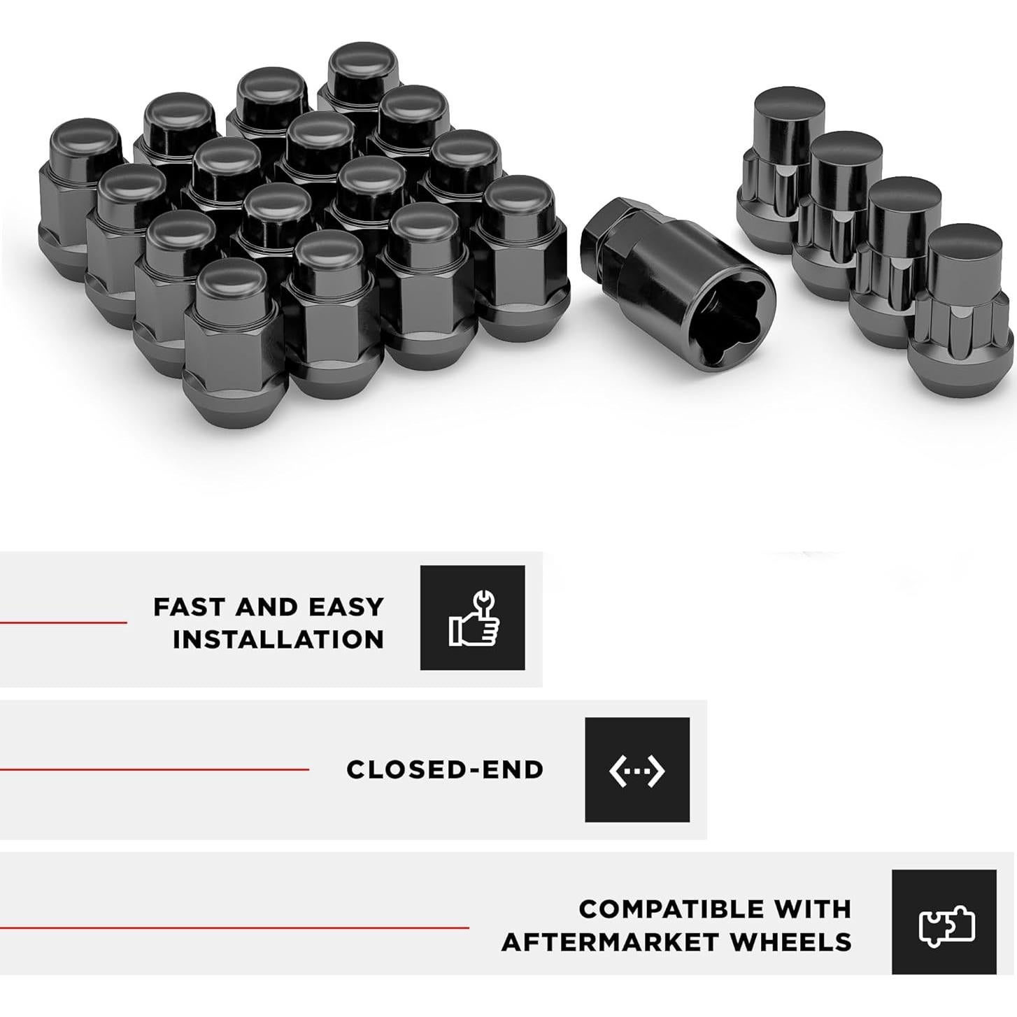 Kit de Tuercas de Rueda White Knight M12x1.50 Cromo Negro