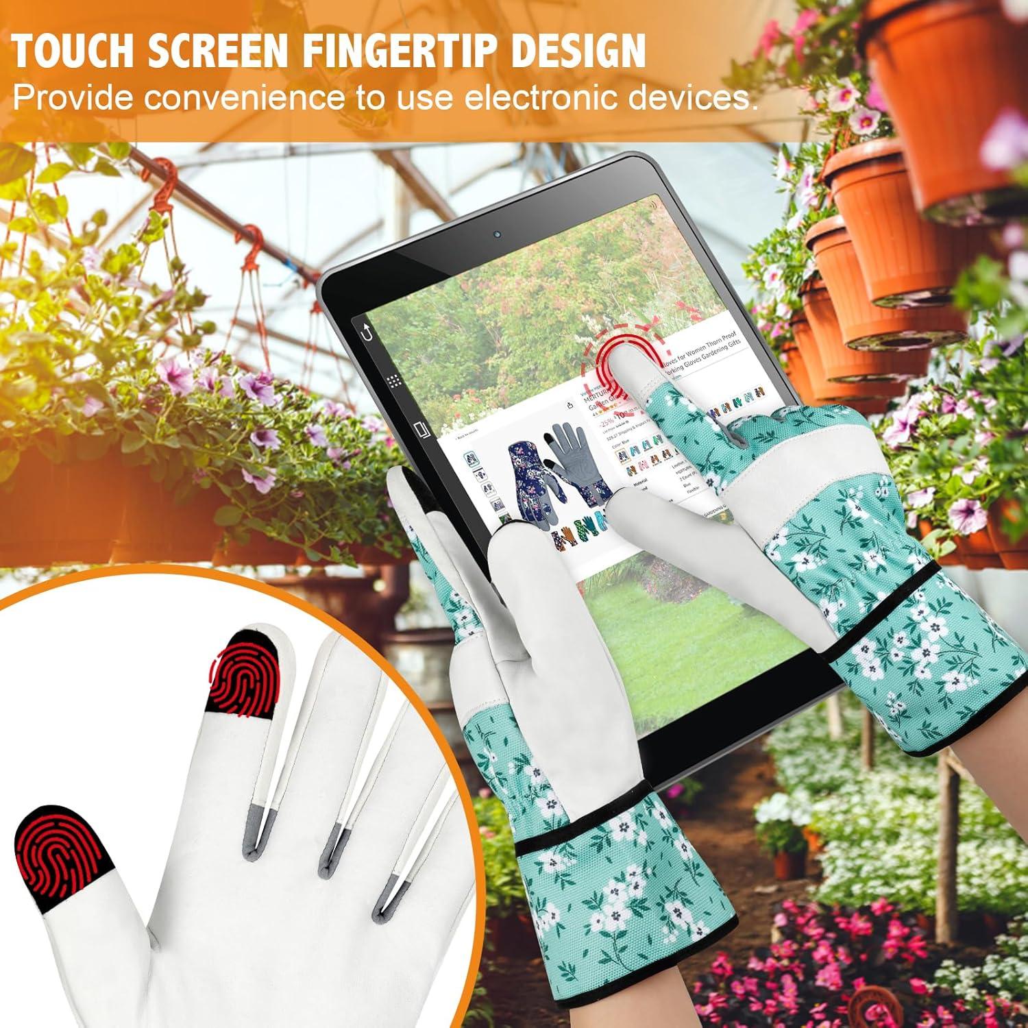 Guantes de Jardinería de Cuero para Mujeres - Táctiles y Resistentes