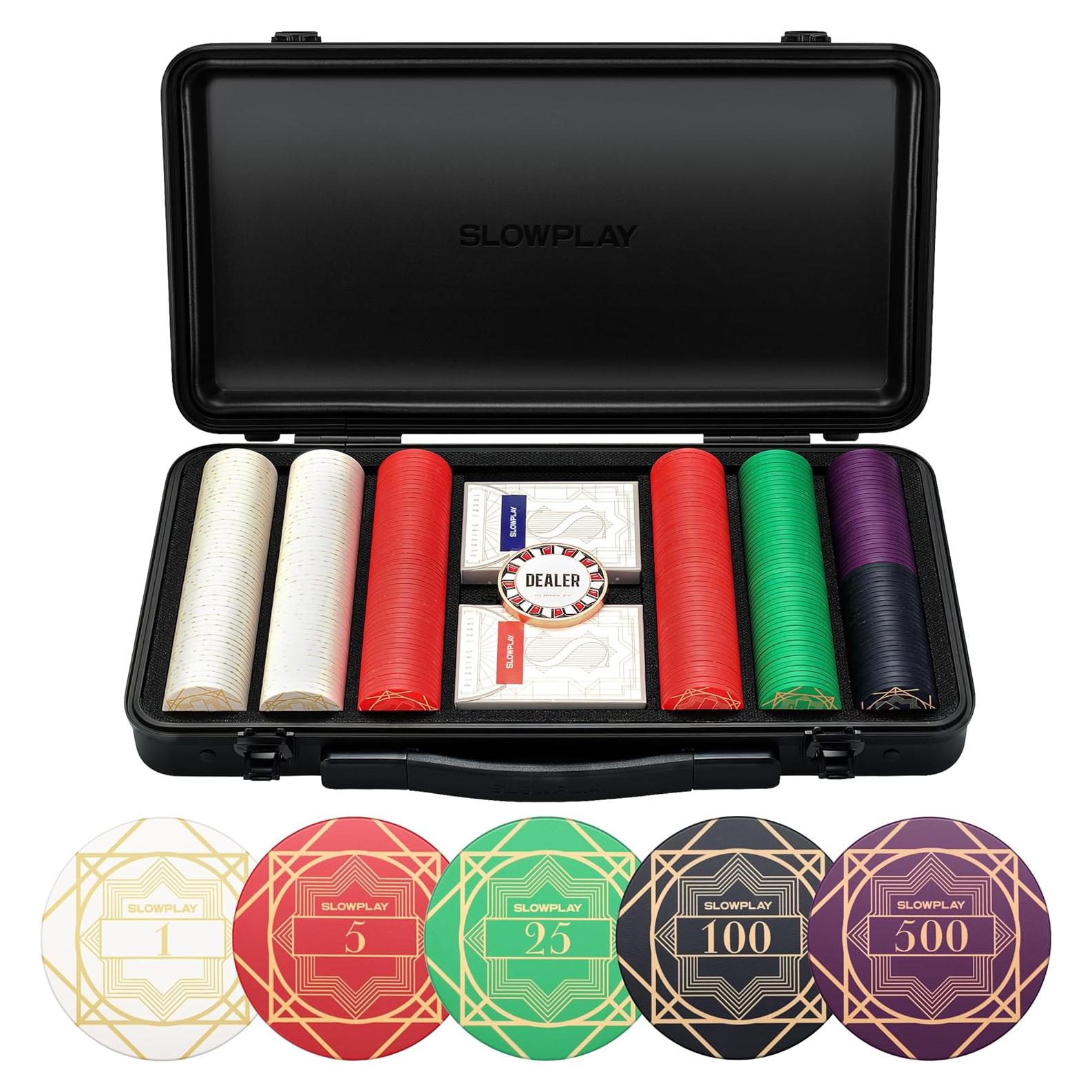 Fichas de Póker SLOWPLAY 300 PCS Cerámica 39mm Estuche Duradero