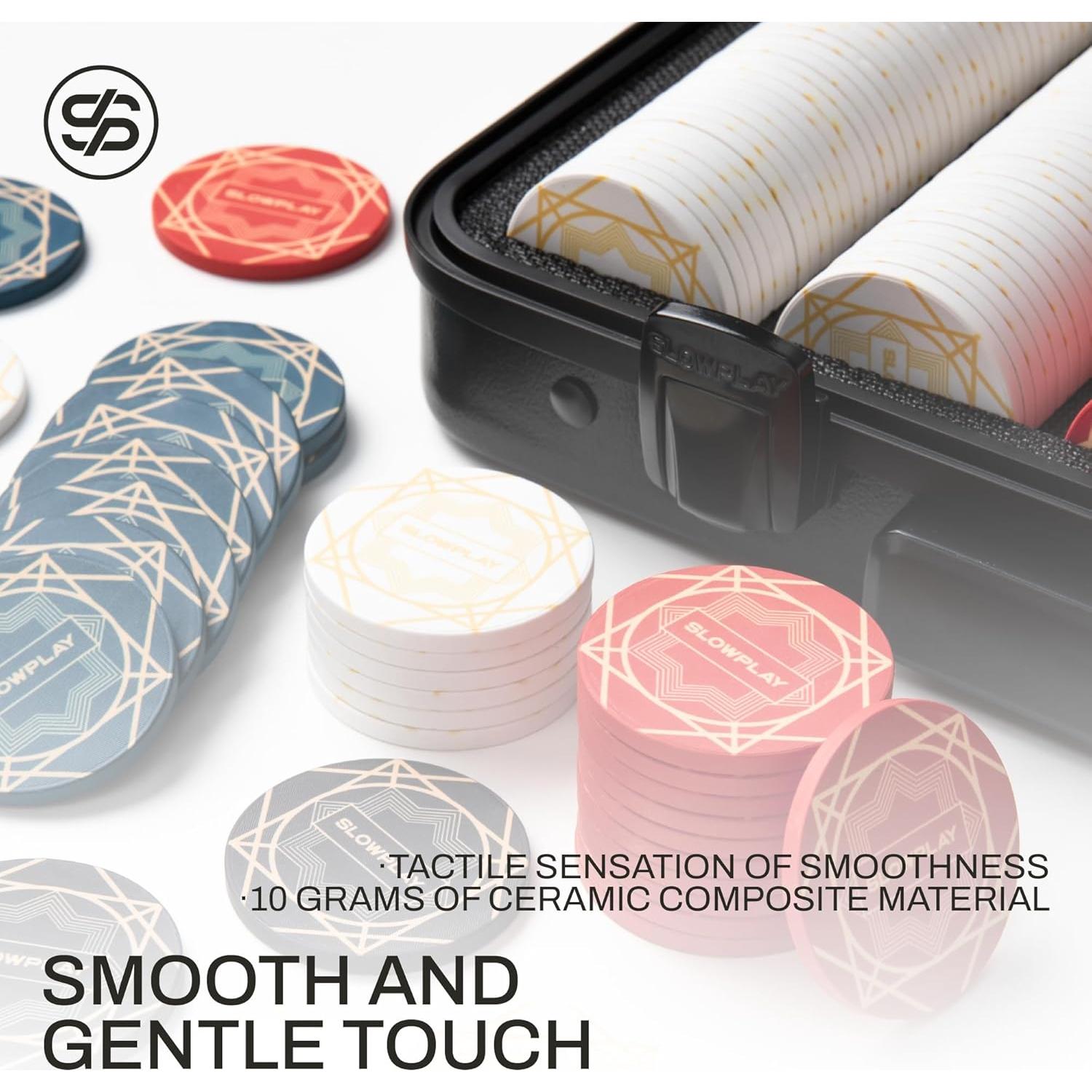 Fichas de Póker SLOWPLAY 300 PCS Cerámica 39mm Estuche Duradero