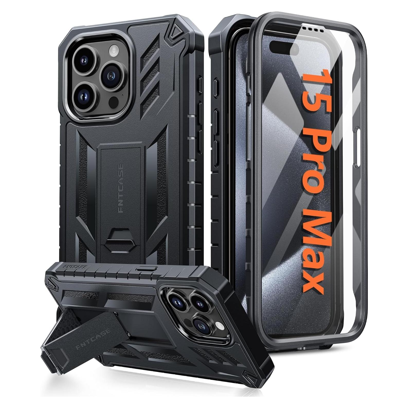 Funda FNTCASE para iPhone 15 Pro Max con Soporte y Protector