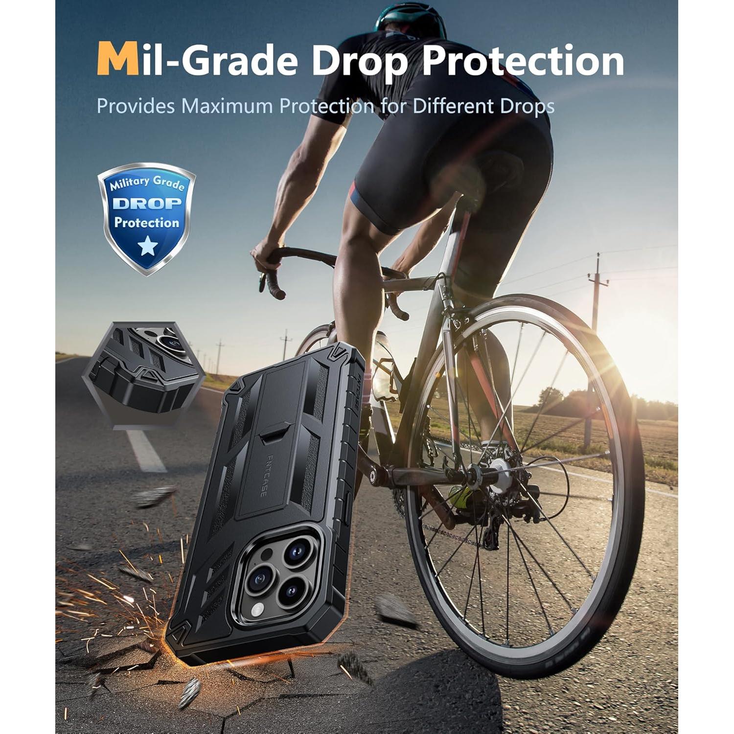 Funda FNTCASE para iPhone 15 Pro Max con Soporte y Protector