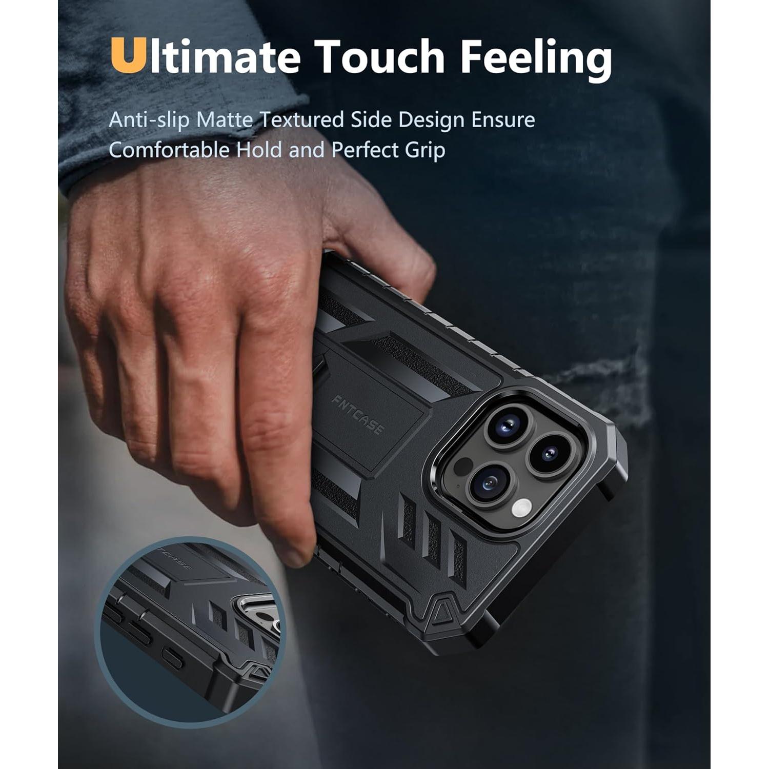 Funda FNTCASE para iPhone 15 Pro Max con Soporte y Protector