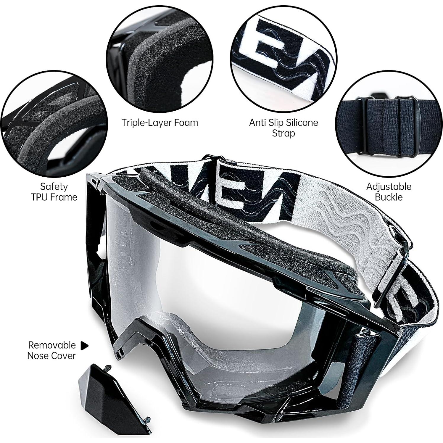 Gafas de Motocross con Cubierta para Nariz - MX ATV Adultos