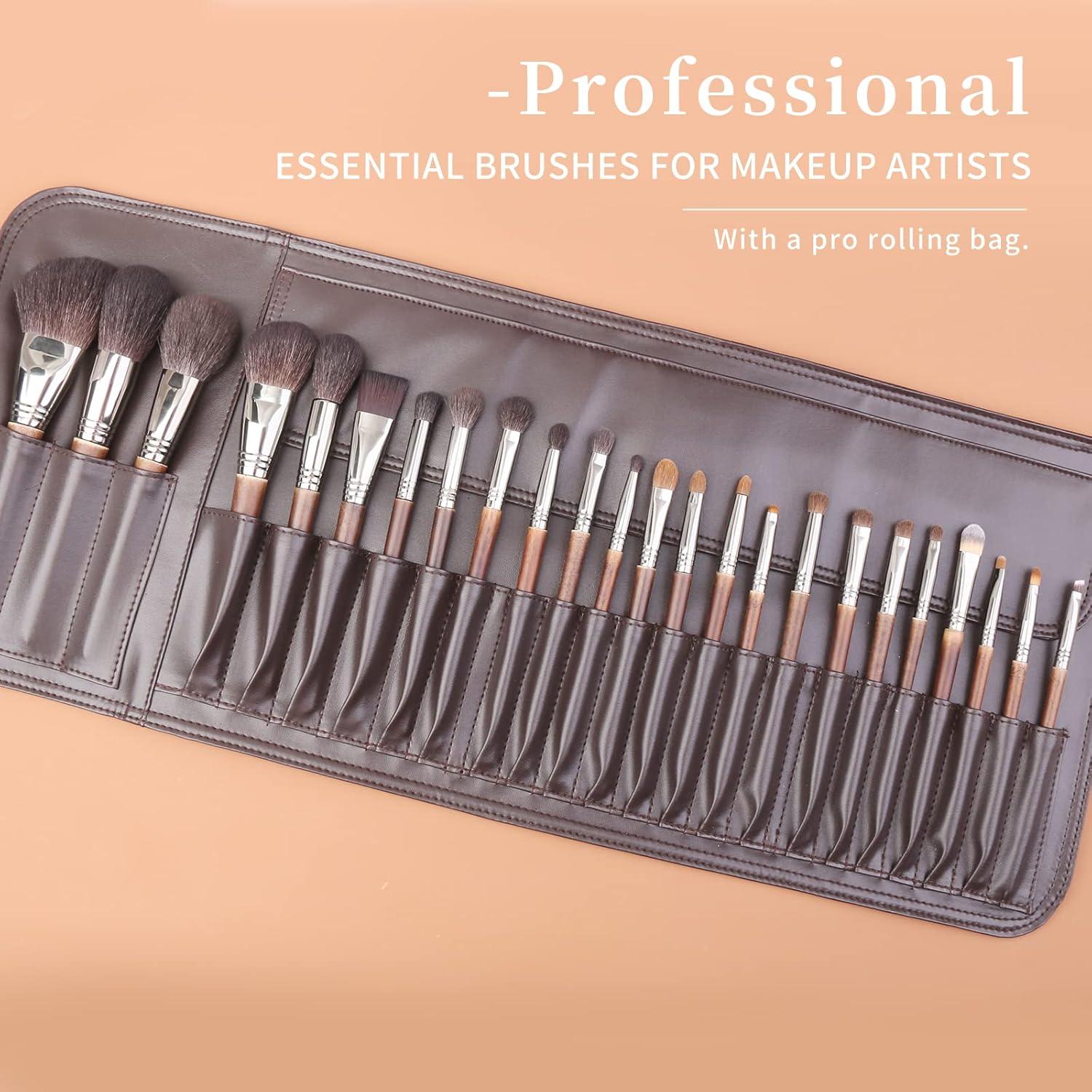 Juego de Brochas de Maquillaje ENZO K 24 Pcs Naturales Deluxe