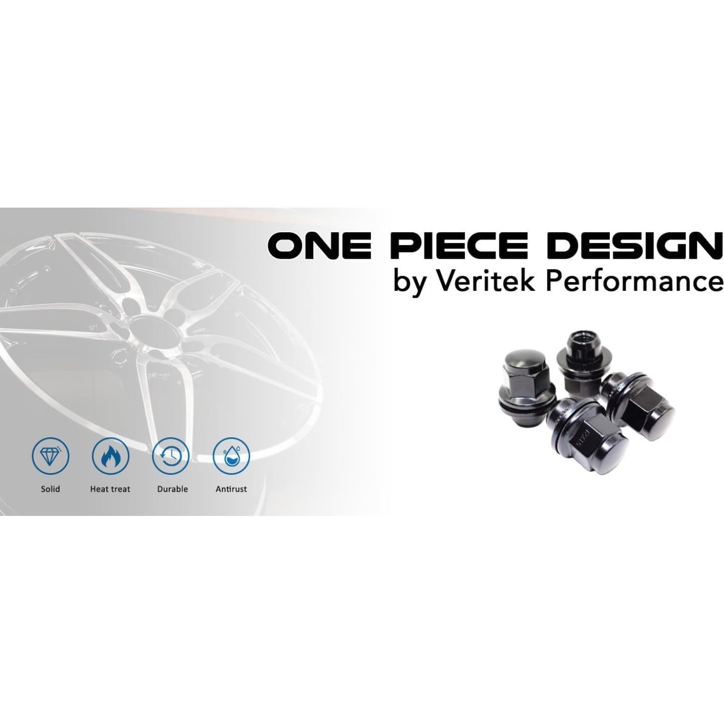 Juego de 20 Tuercas de Llantas Veritek 12x1.25mm Negras