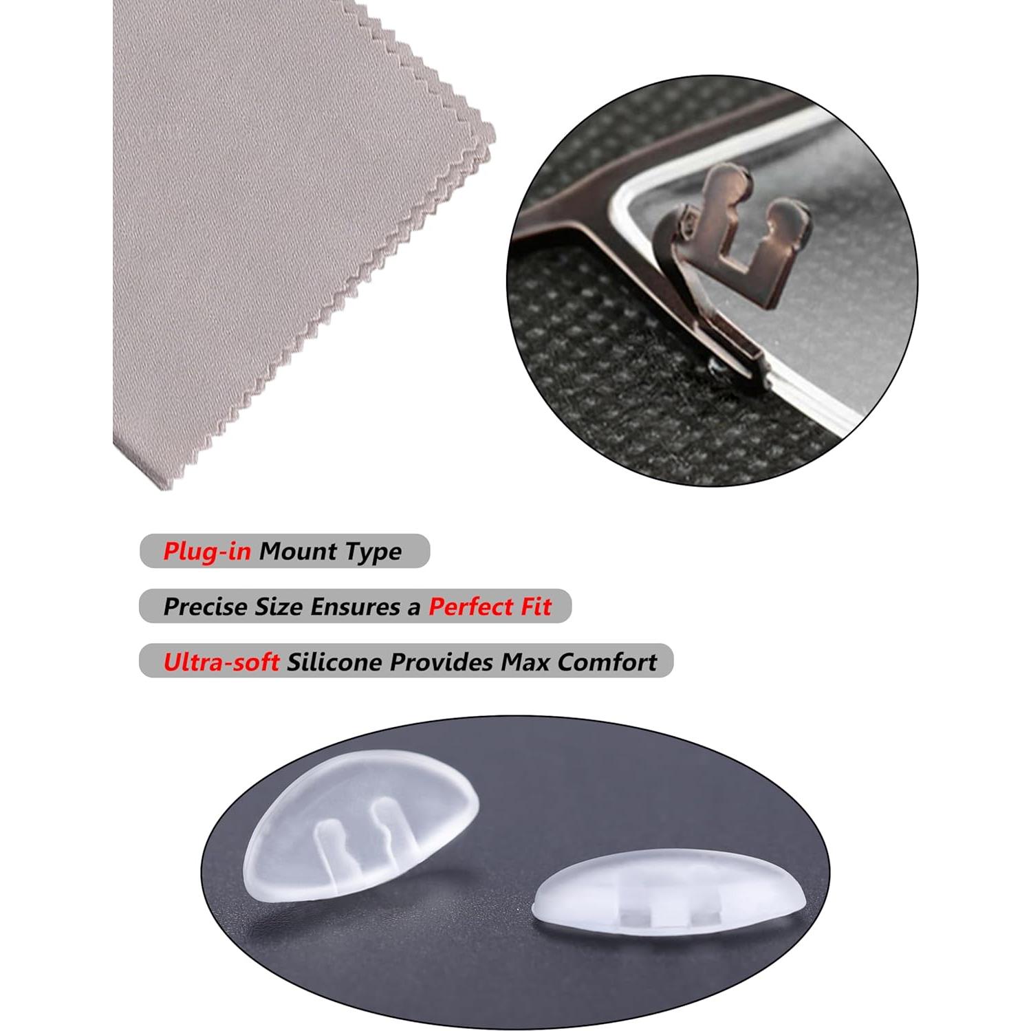 12 Pares Almohadillas Nariz Gafas Tolaxy 15mm Transparentes