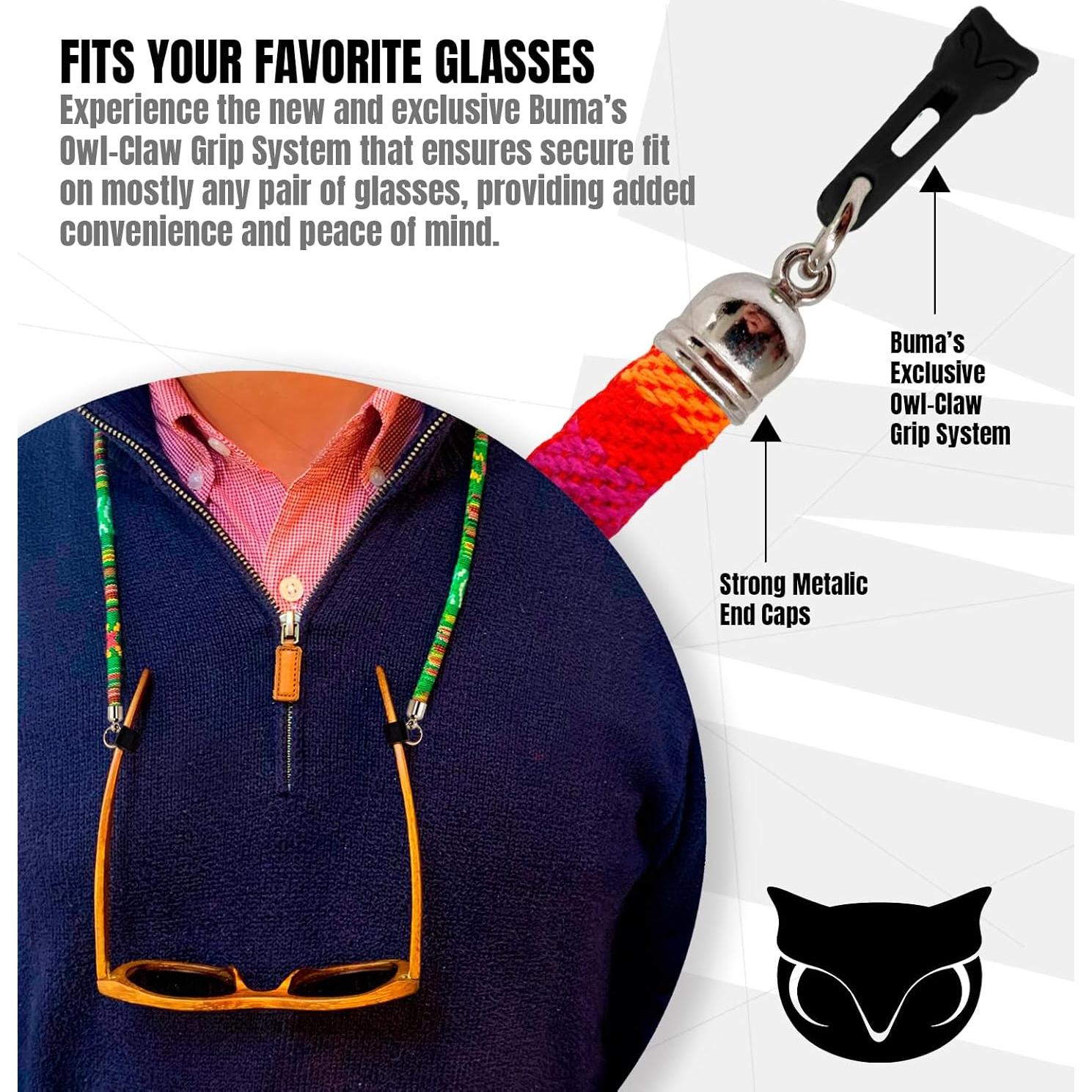 BUMA Soporte para Gafas - 2 Cuerdas de Algodón 69.85 cm