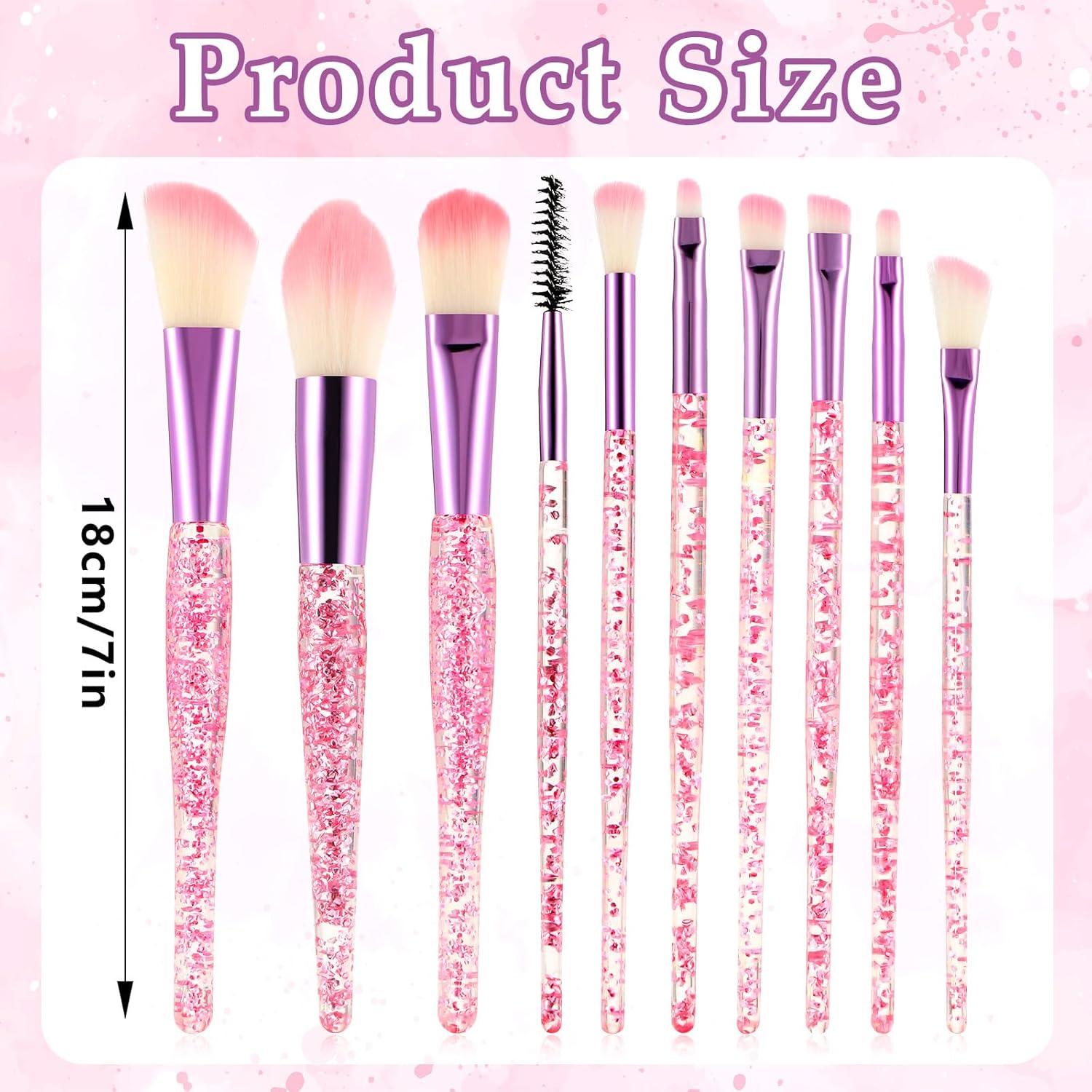 Juego de Brochas de Maquillaje WLLHYF 10 Piezas Rosa Brillante