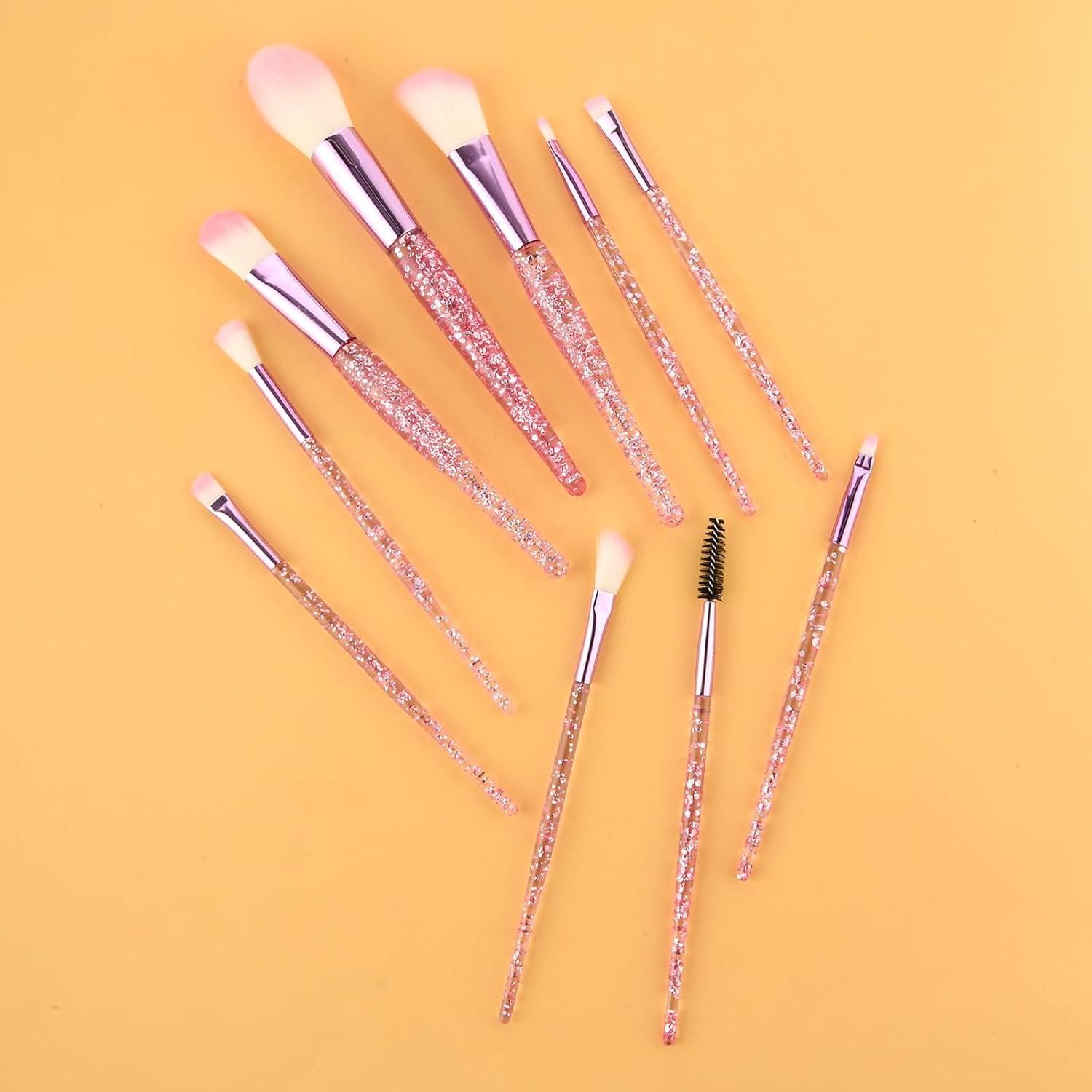 Juego de Brochas de Maquillaje WLLHYF 10 Piezas Rosa Brillante