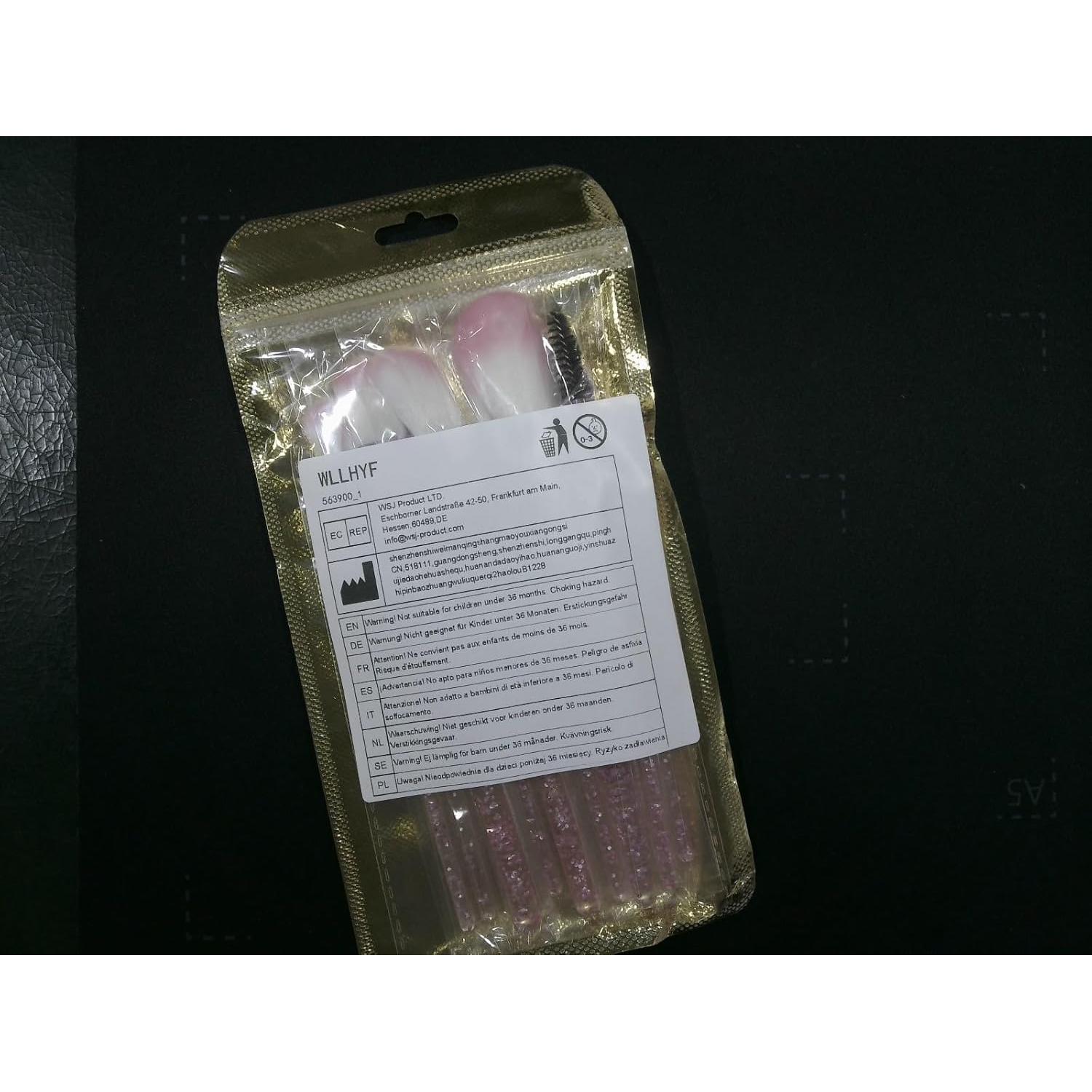 Juego de Brochas de Maquillaje WLLHYF 10 Piezas Rosa Brillante