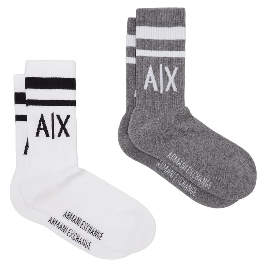 Calcetines Cortos Hombre Armani Exchange 2-Pack Logo Rayas