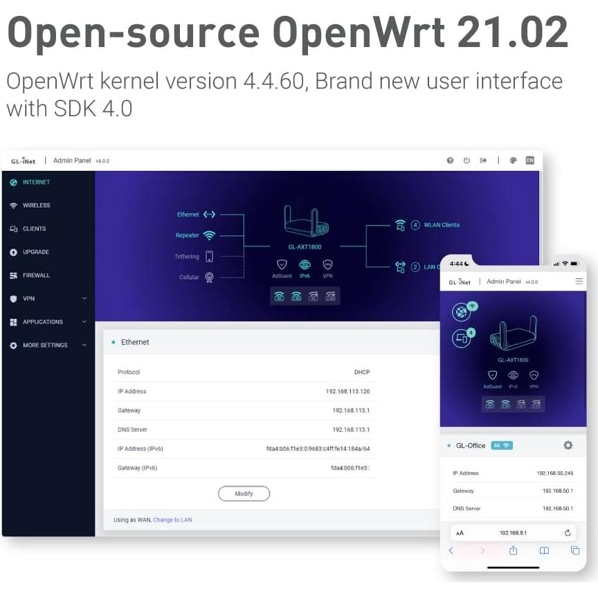 Enrutador GL.iNet Slate AX Wi-Fi 6 Portátil 1800 Mbps