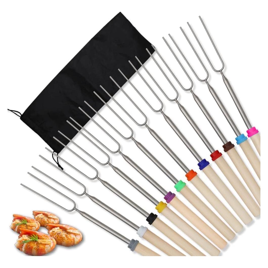 12 Palos Extensibles para Asar Malvaviscos BetterJonny 28-81cm